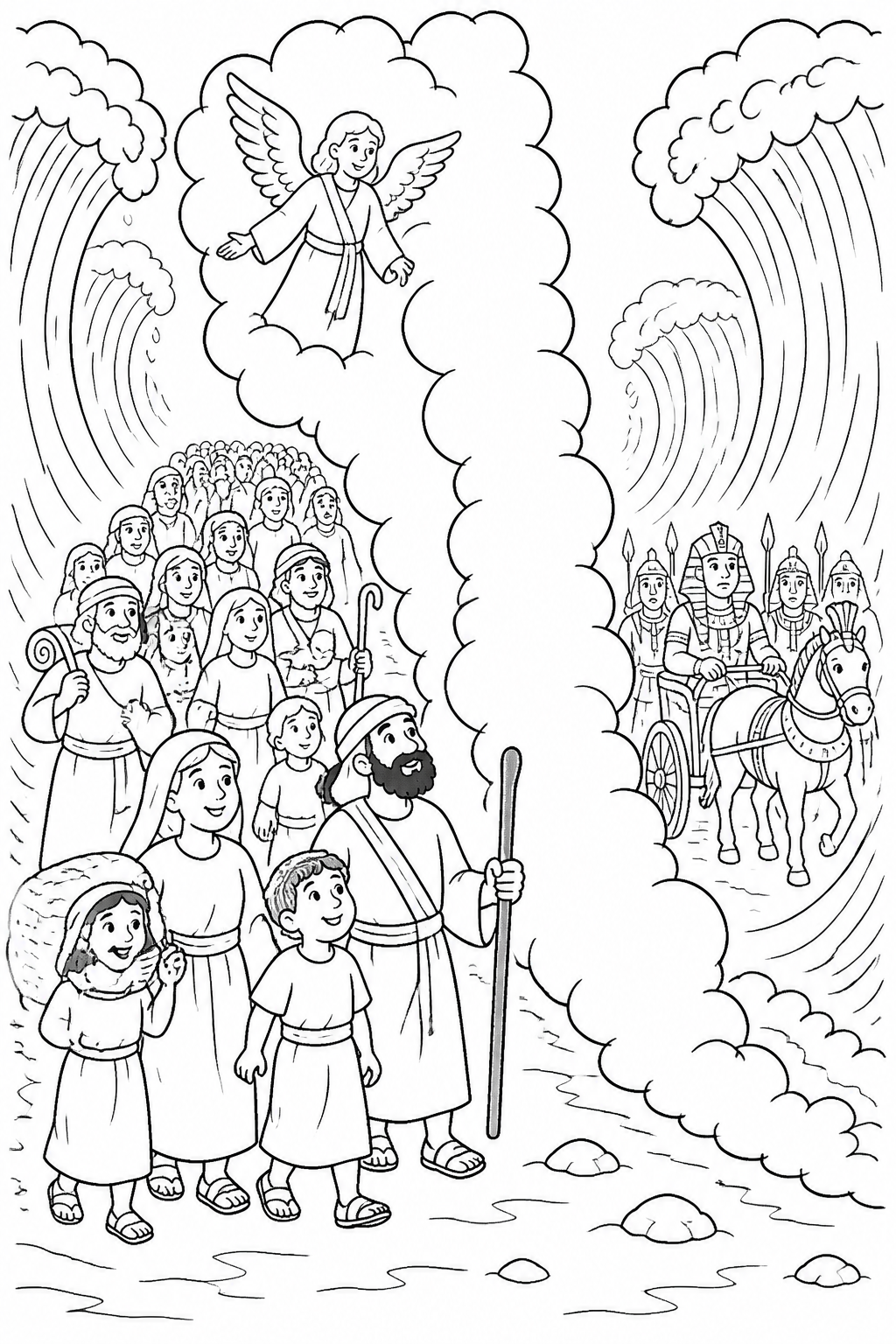 The Cloud Between the People from Crossing the Red Sea Bible coloring page
