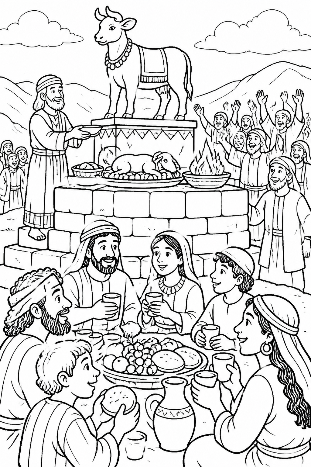 A Feast Before the Calf from The Golden Calf Bible coloring page