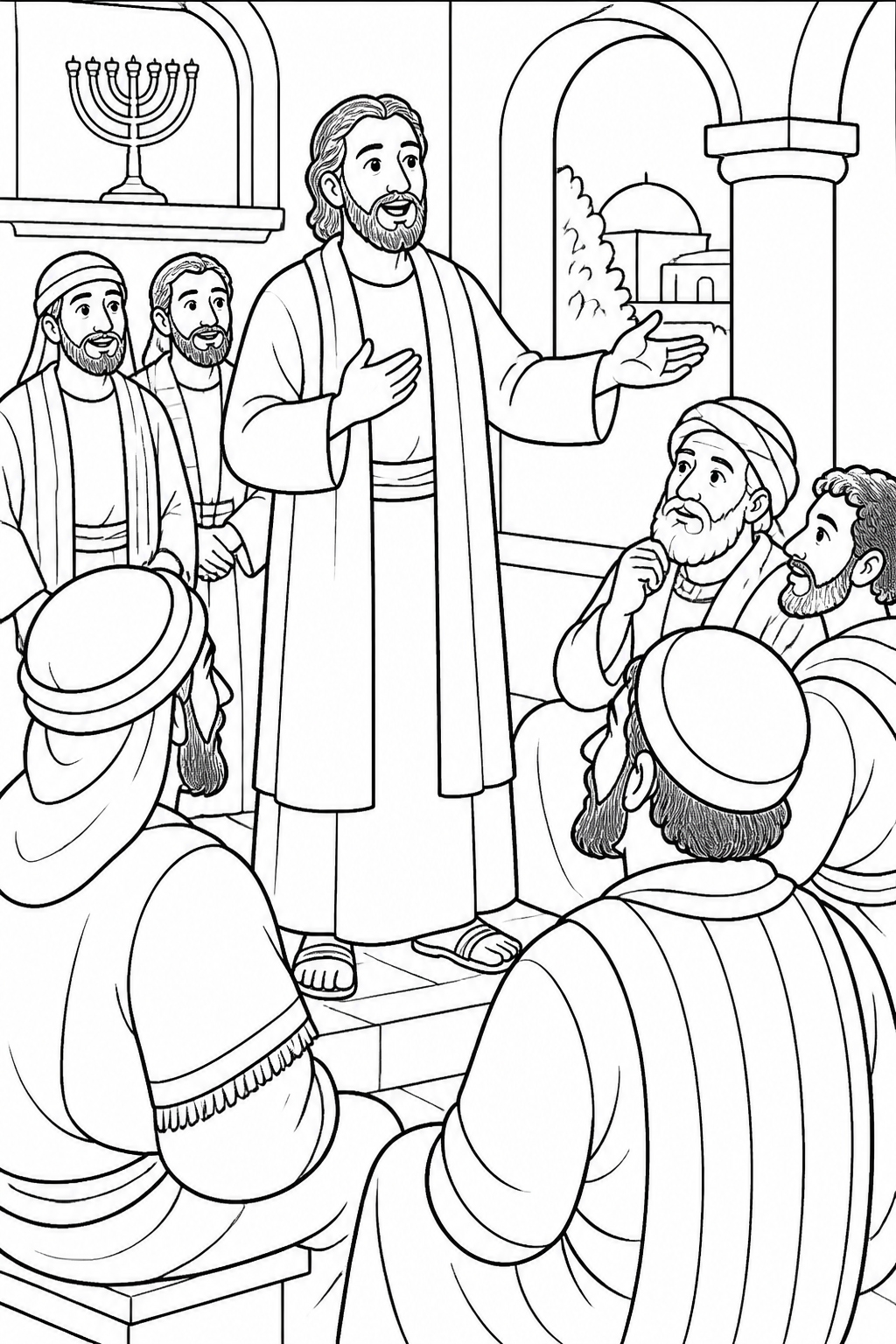 Saul Proclaims Jesus from Saul Meets Jesus on the Road Bible coloring page