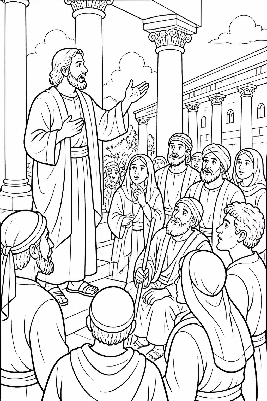 God’s Blessing and a New Direction from Peter Heals a Man at the Temple Bible coloring page