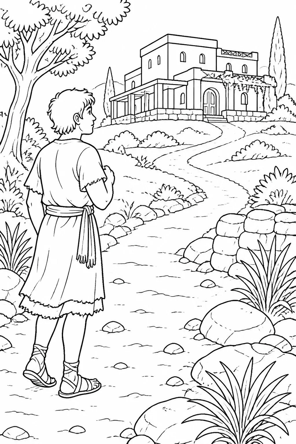 The younger son from Jesus’ parable choosing to return along a path toward his father’s house.