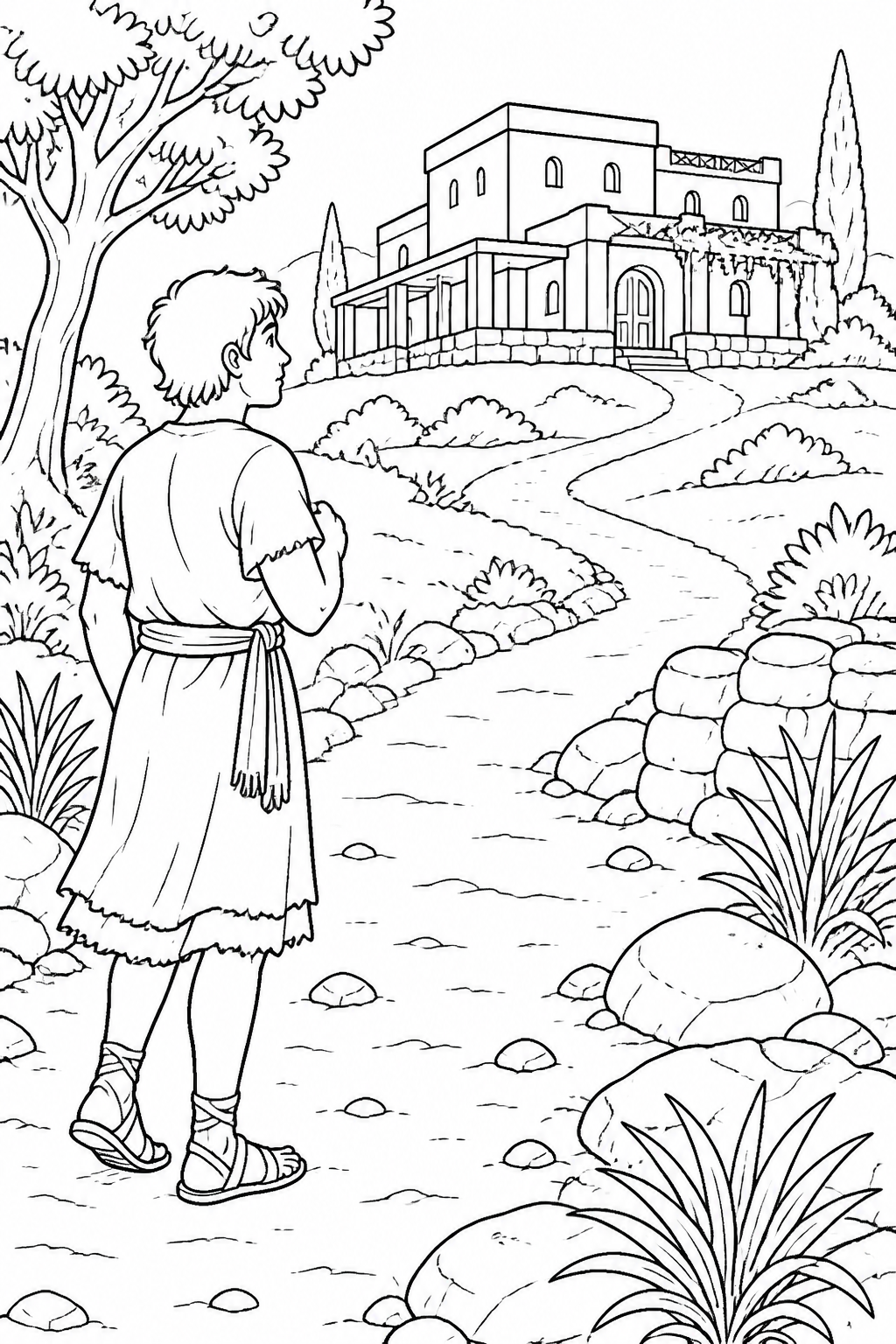 Choosing to Return from The Parable of the Prodigal Son Bible coloring page