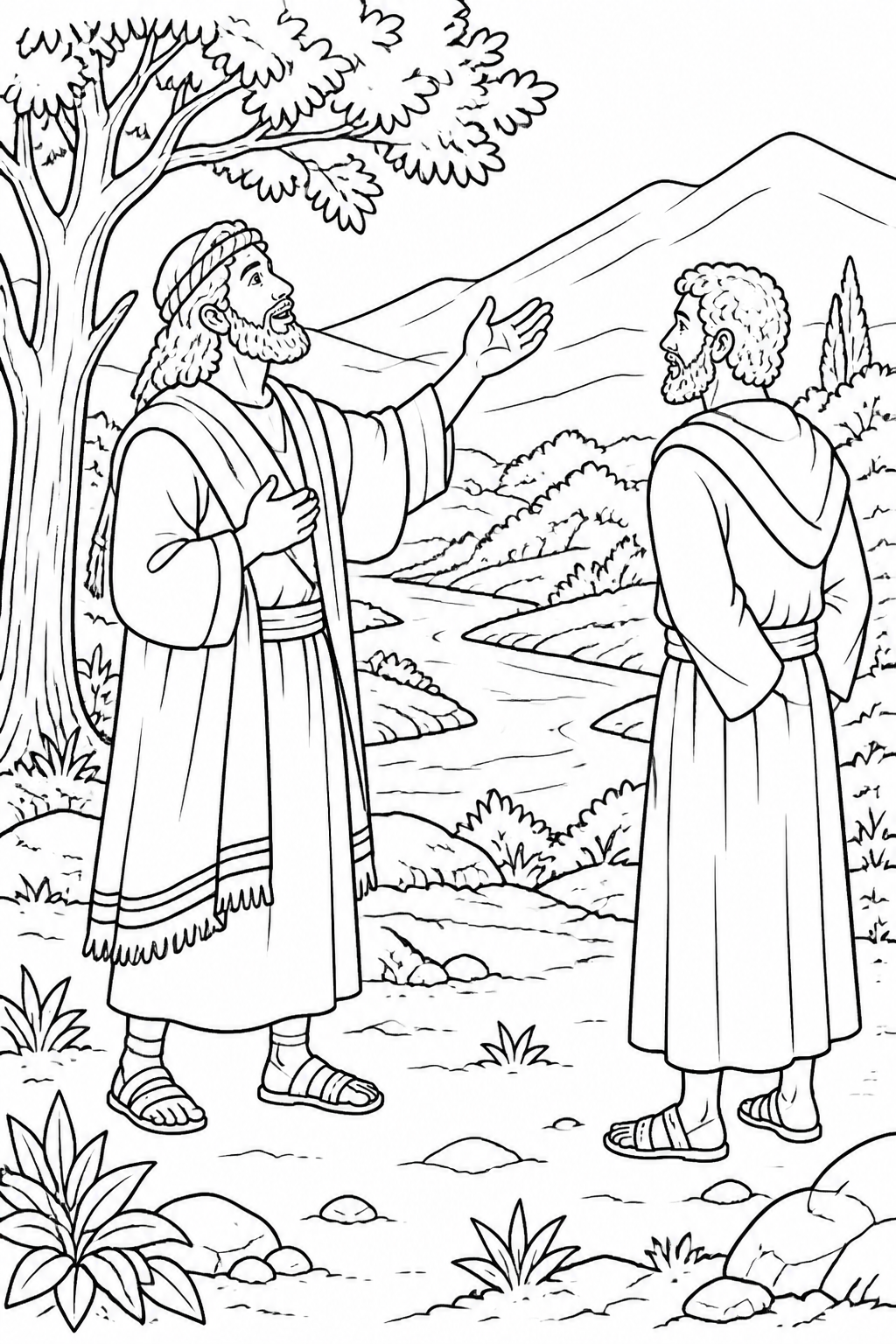 Jacob Names the Place Peniel from Jacob Wrestles at Peniel Bible coloring page