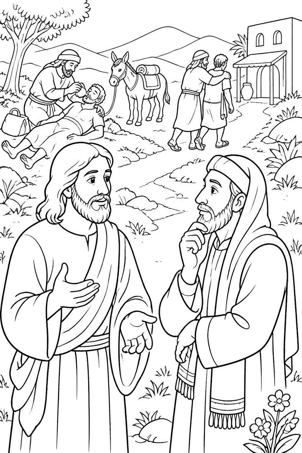 Go and Do Likewise from The Good Samaritan Bible coloring page