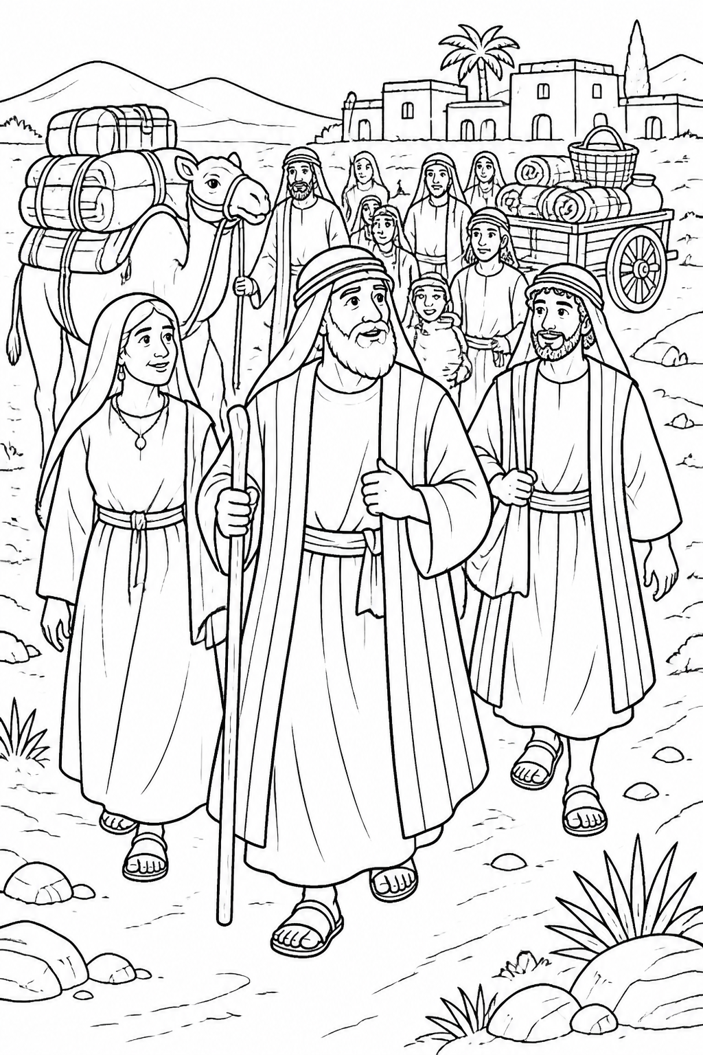 Abram’s Household Sets Out from God Calls Abram Bible coloring page
