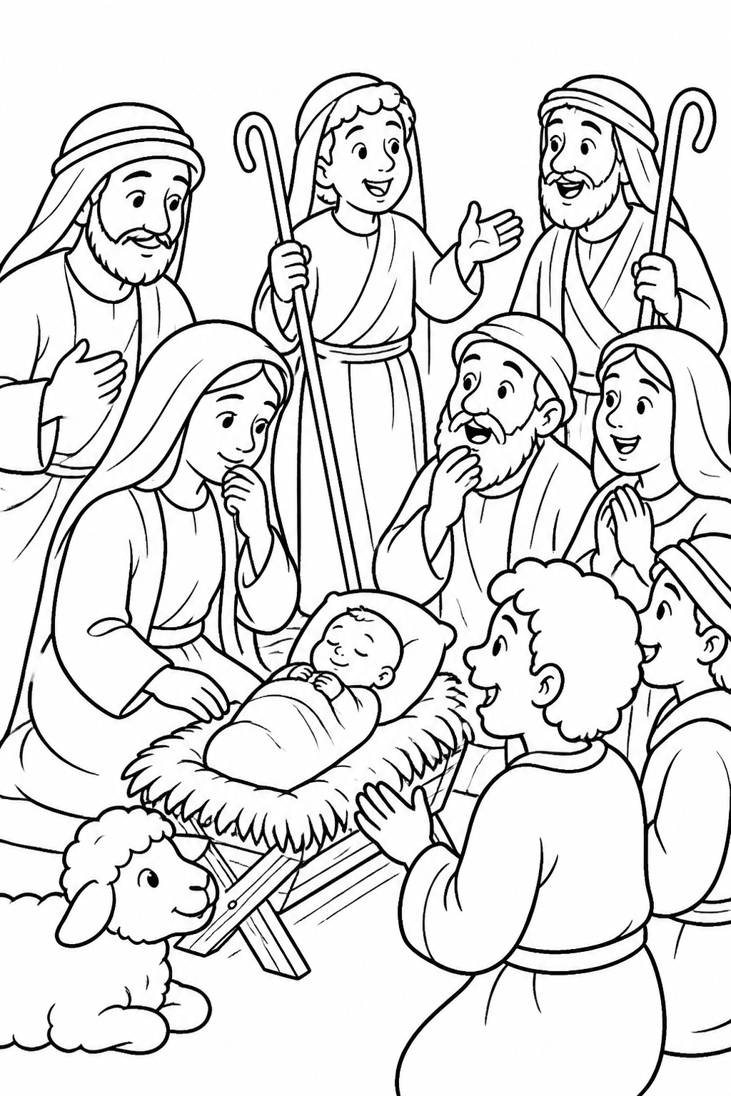 Mary Reflects and Shepherds Praise from The Birth of Jesus Bible coloring page