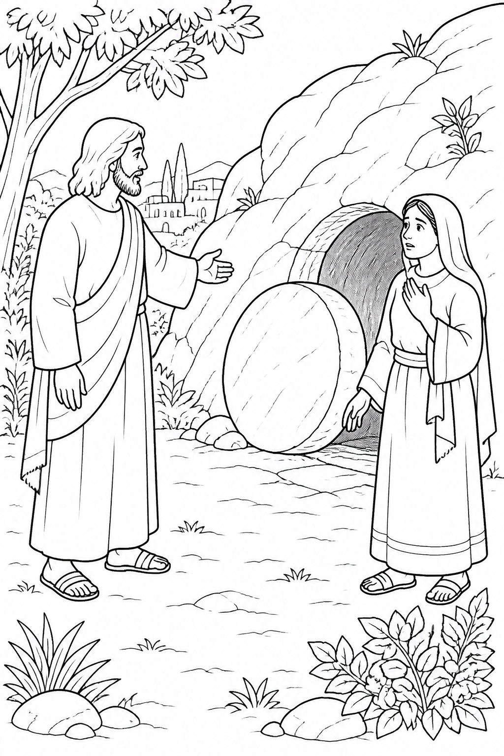 The Tomb Is Opened from Jesus Raises Lazarus Bible coloring page