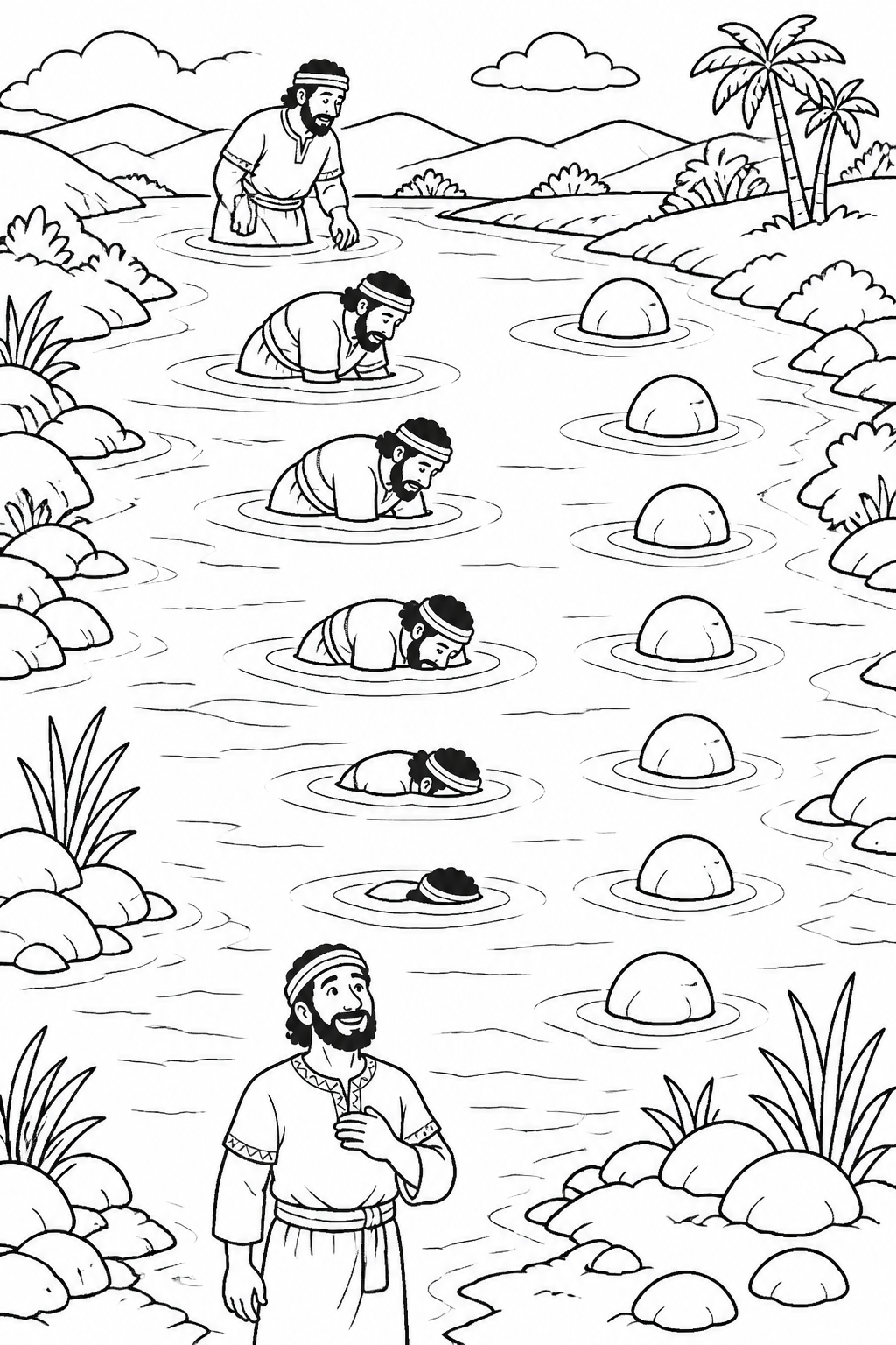 Seven Times in the Jordan from Naaman Is Healed Bible coloring page