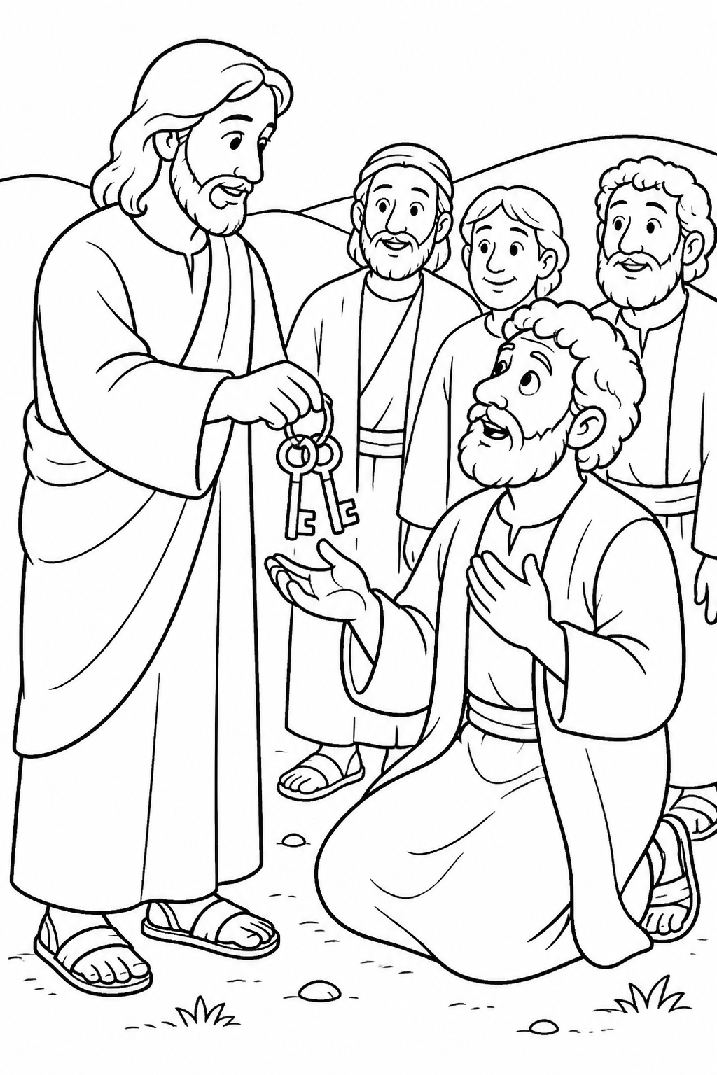 The Keys of the Kingdom from Peter Confesses Jesus as the Christ Bible coloring page