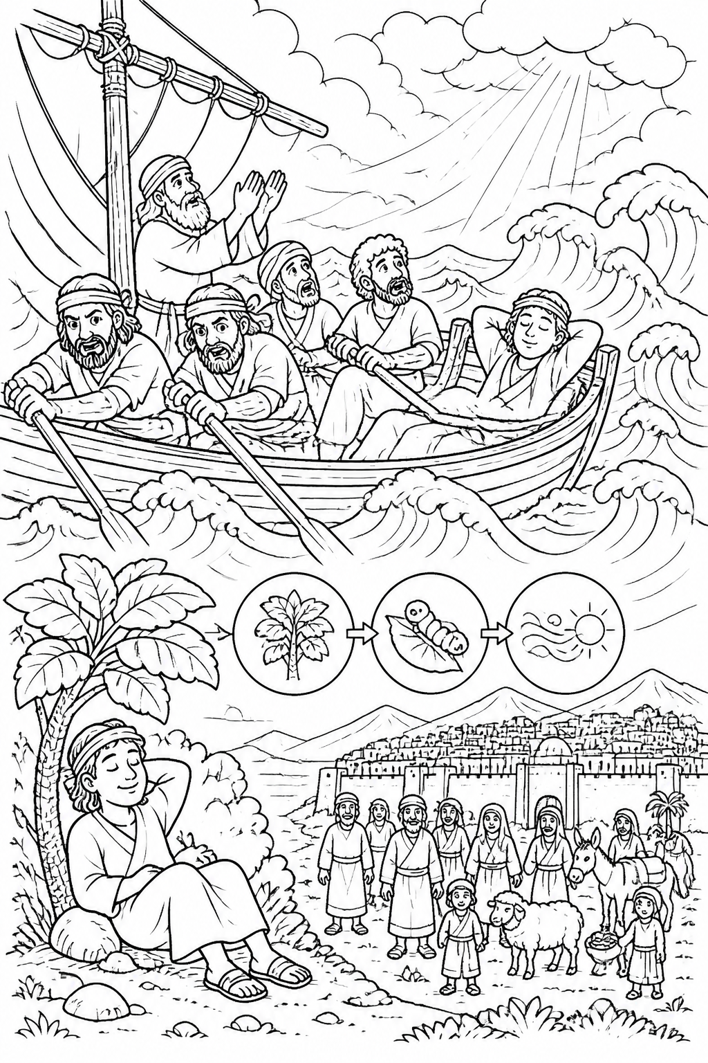 The Plant and God’s Question from Jonah and the Great Fish Bible coloring page