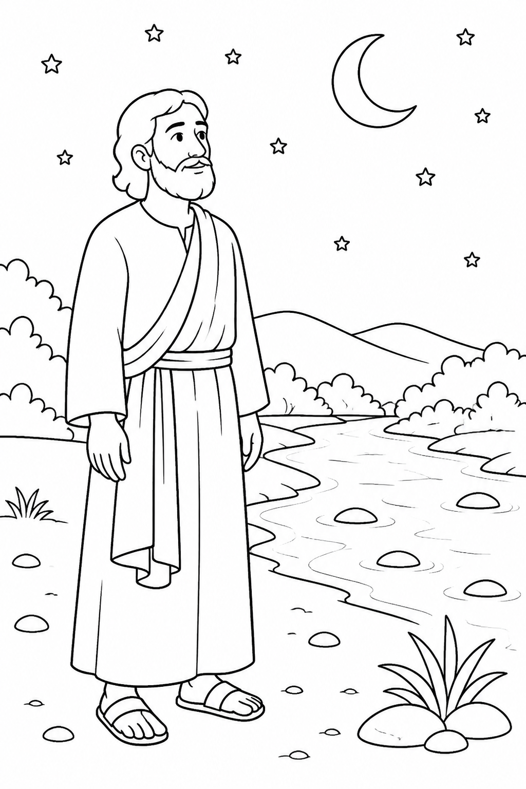Jacob Alone from Jacob Wrestles at Peniel Bible coloring page