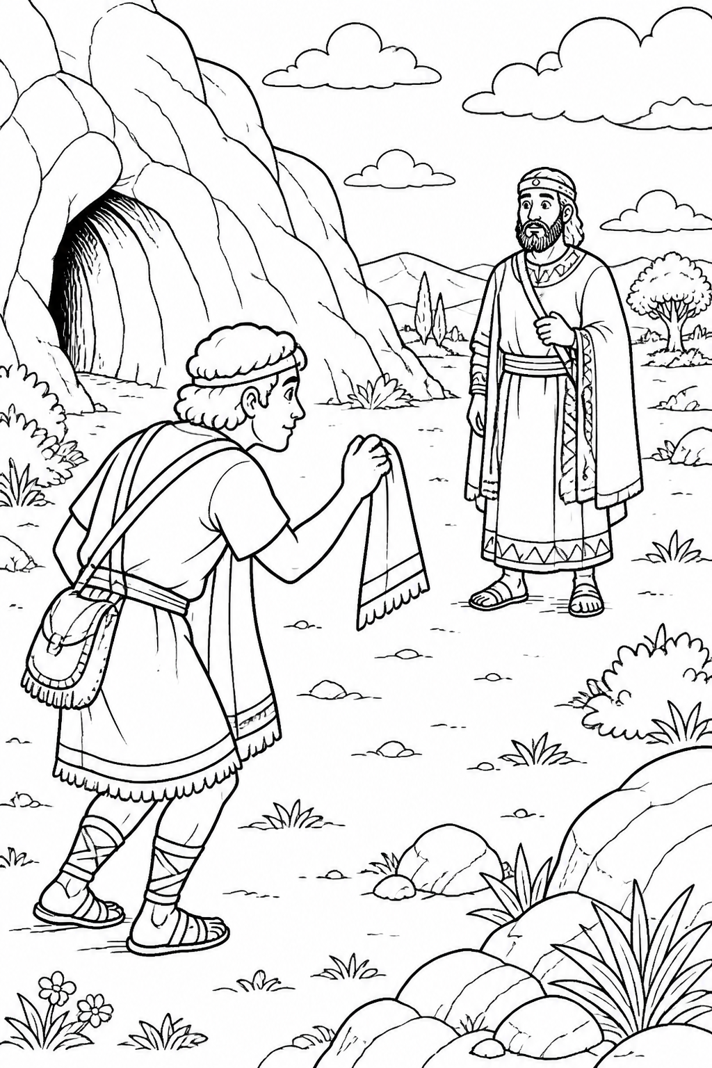 David Speaks from a Distance from David Spares Saul Bible coloring page