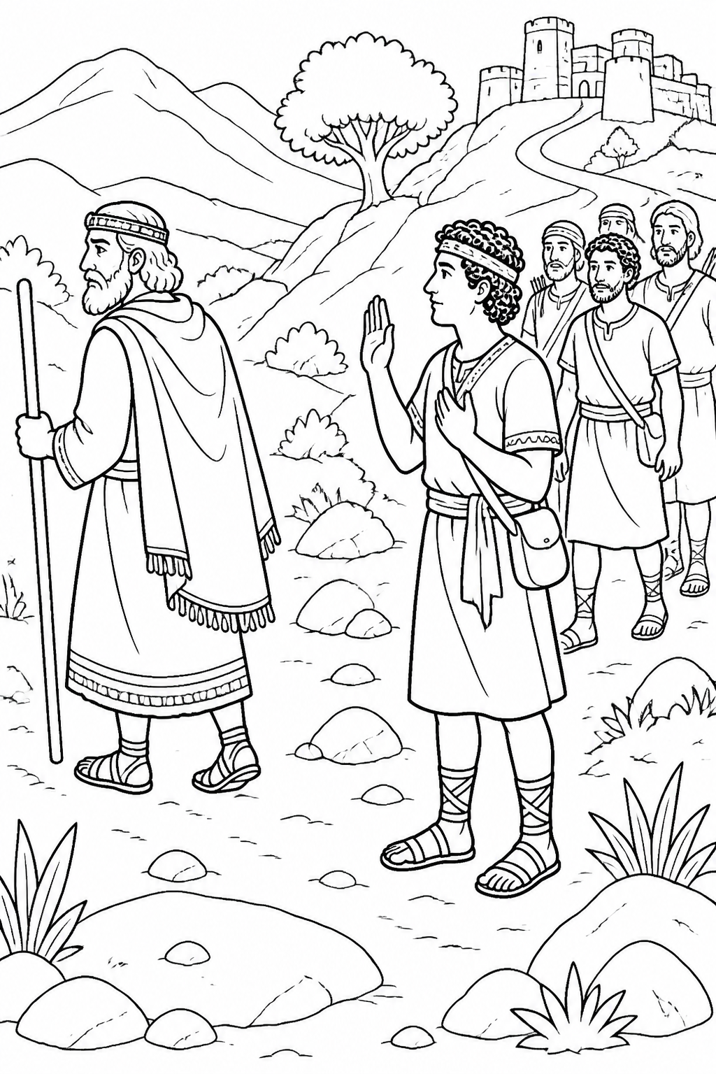 A Serious Promise from David Spares Saul Bible coloring page