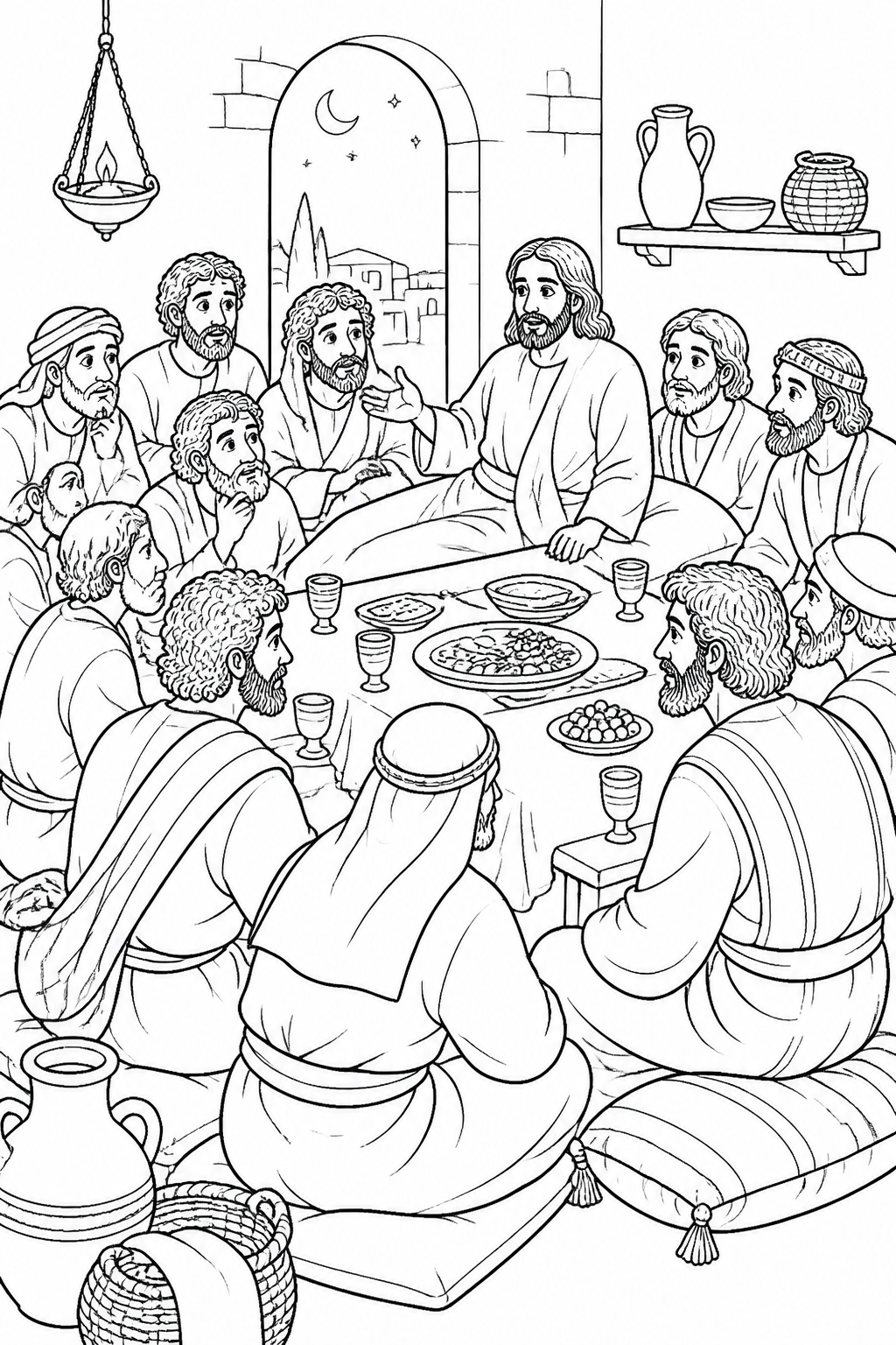Jesus Shares the Passover from The Last Supper Bible coloring page