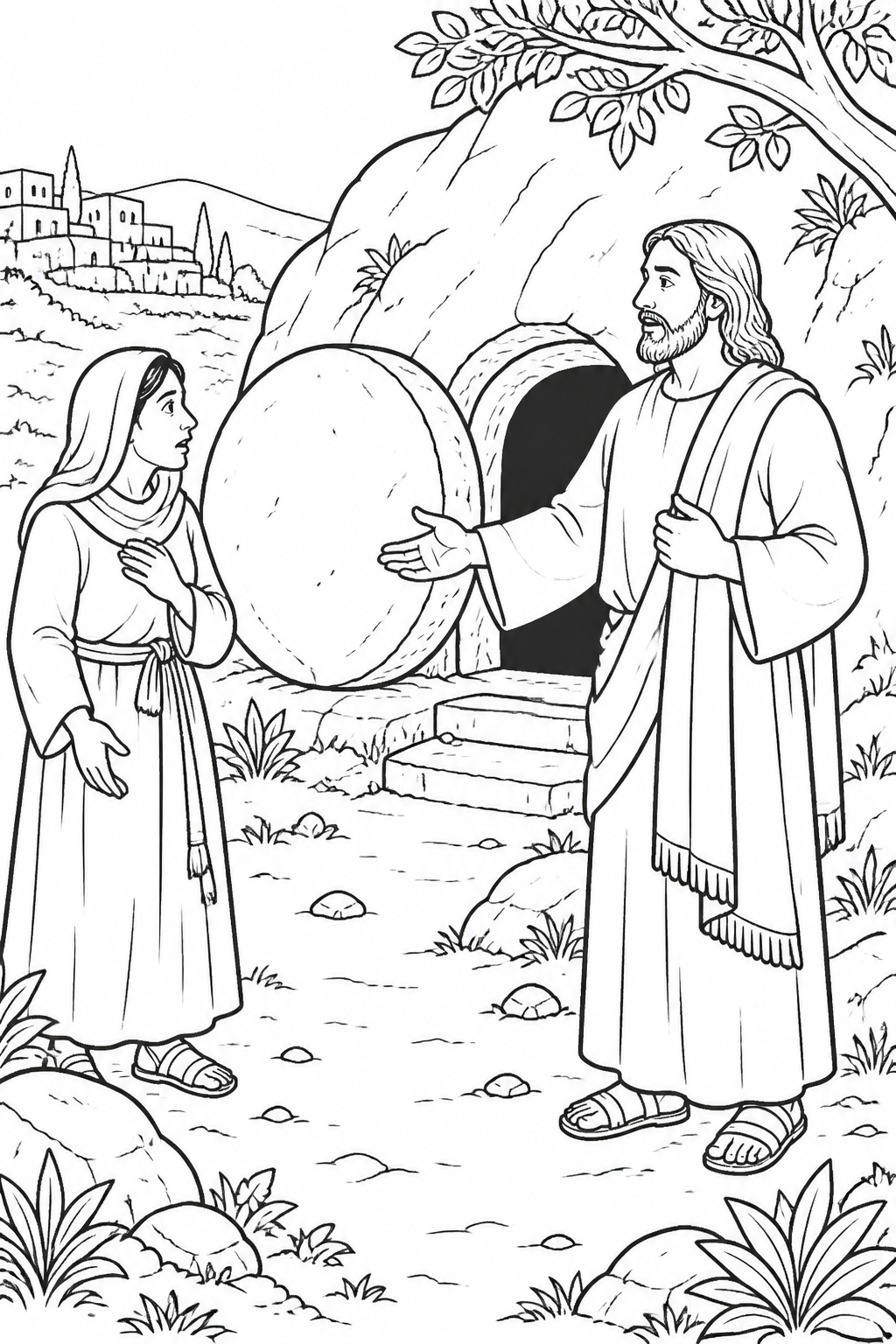 The Tomb Is Opened from Jesus Raises Lazarus Bible coloring page