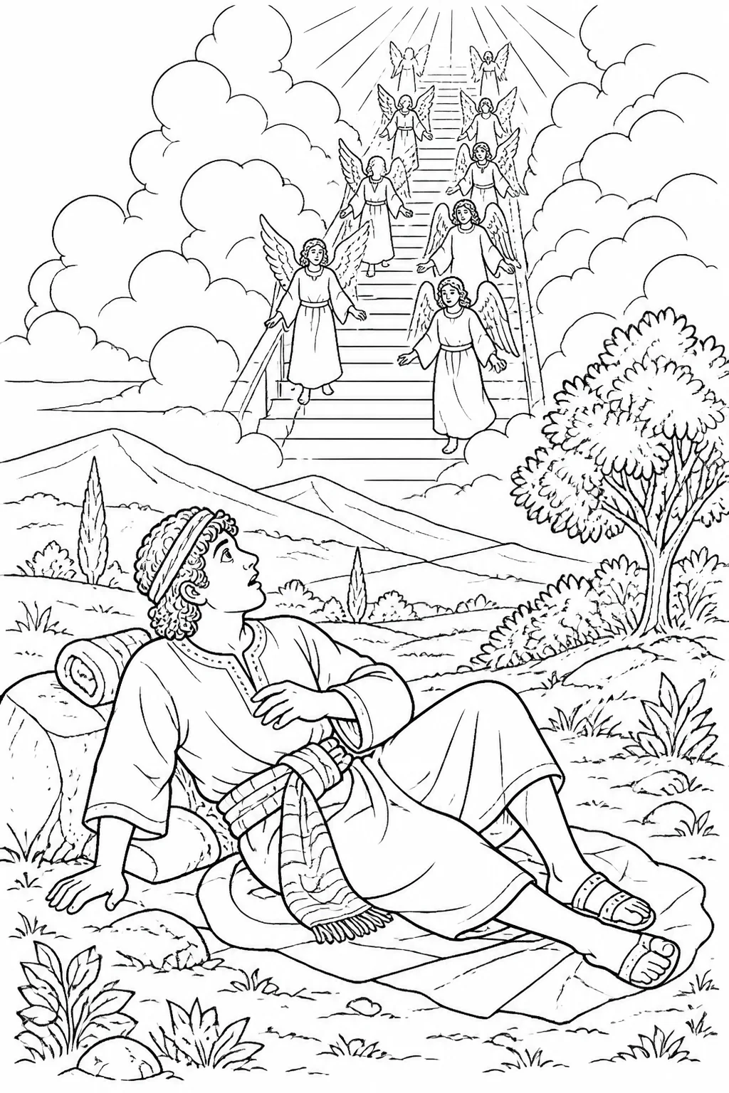 Jacob wakes beside the stone where he slept and responds with reverent amazement after realizing that the LORD is present.