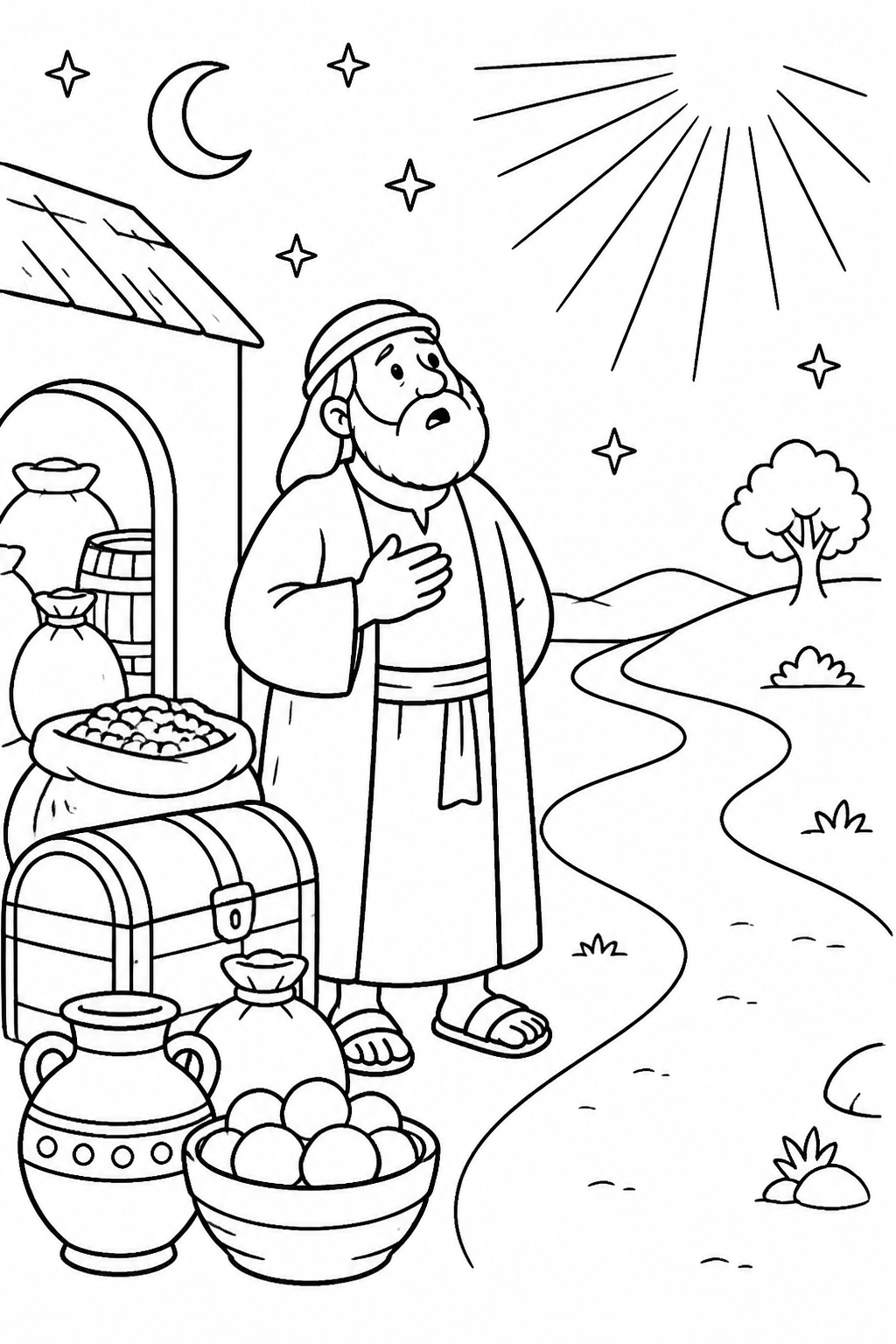 Possessions Cannot Go With Him from The Parable of the Rich Fool Bible coloring page