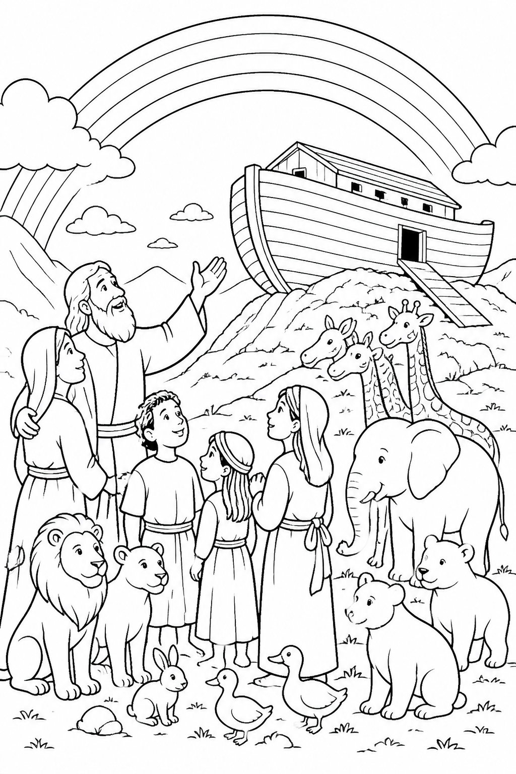 The Ark afloat from Noah’s Ark Bible coloring page