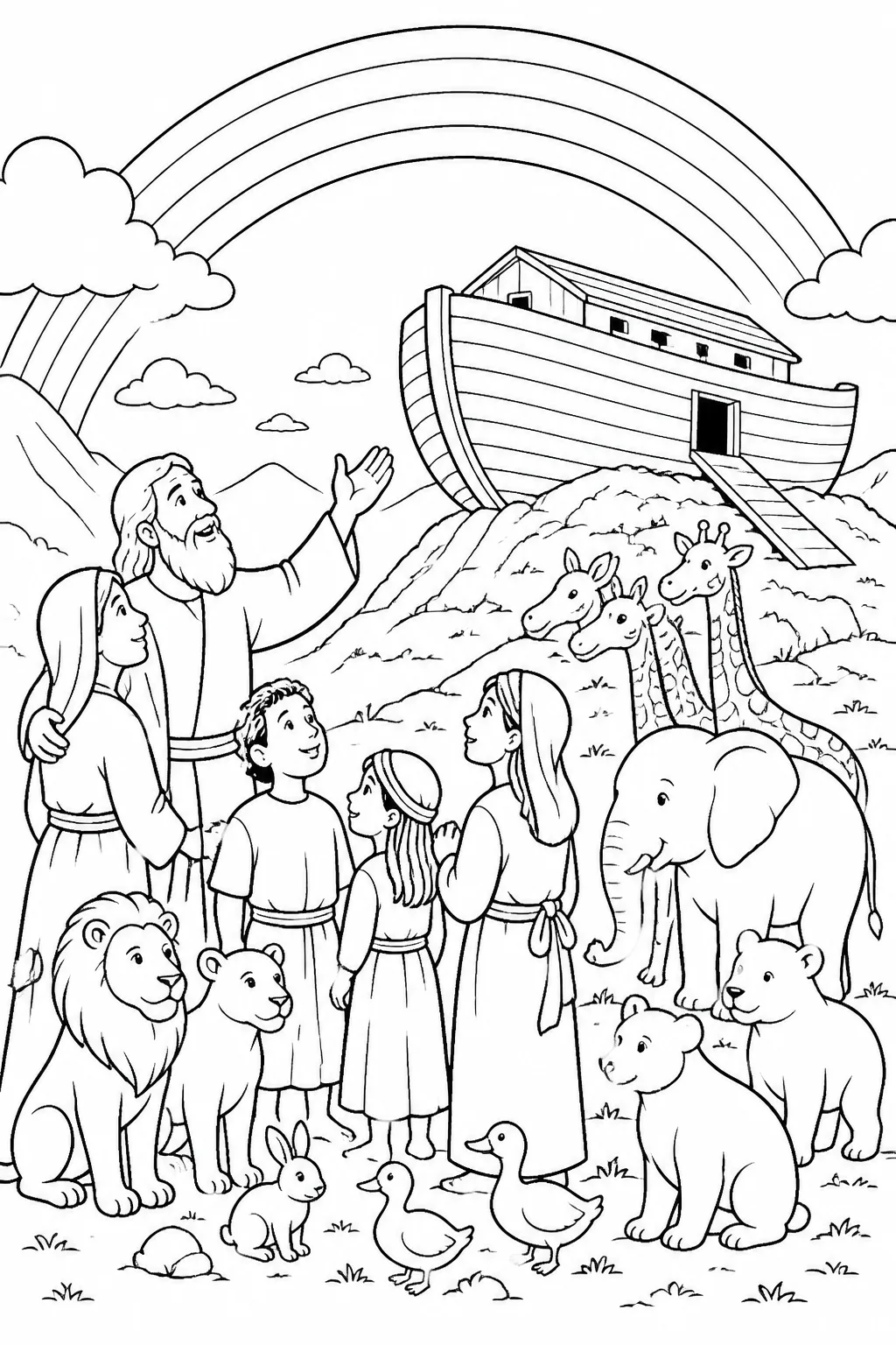 The Ark afloat from Noah’s Ark Bible coloring page