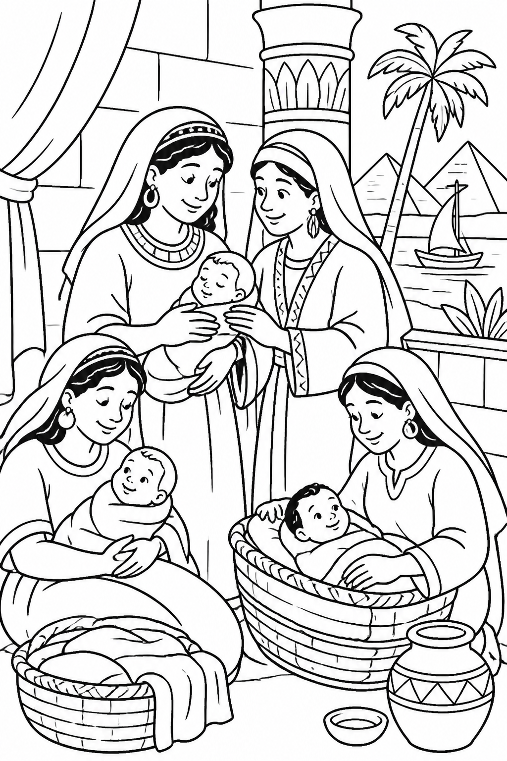 The Midwives Choose Courage from The Baby Moses Bible coloring page