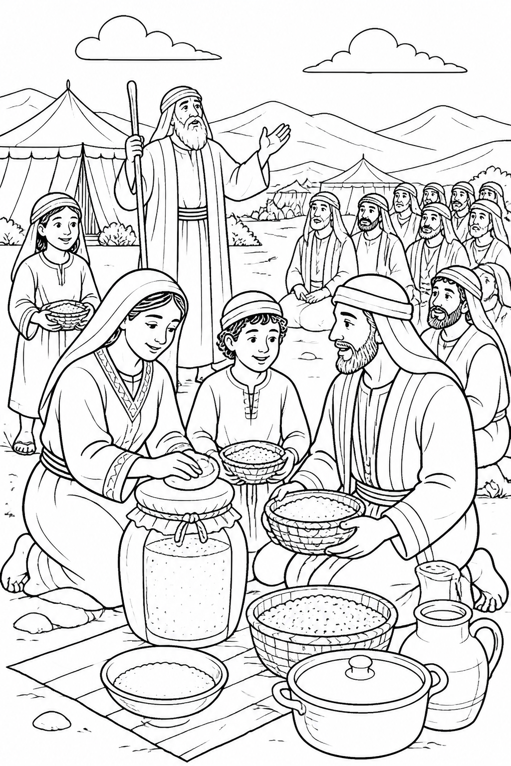 Manna Preserved for the Sabbath from Manna in the Wilderness Bible coloring page