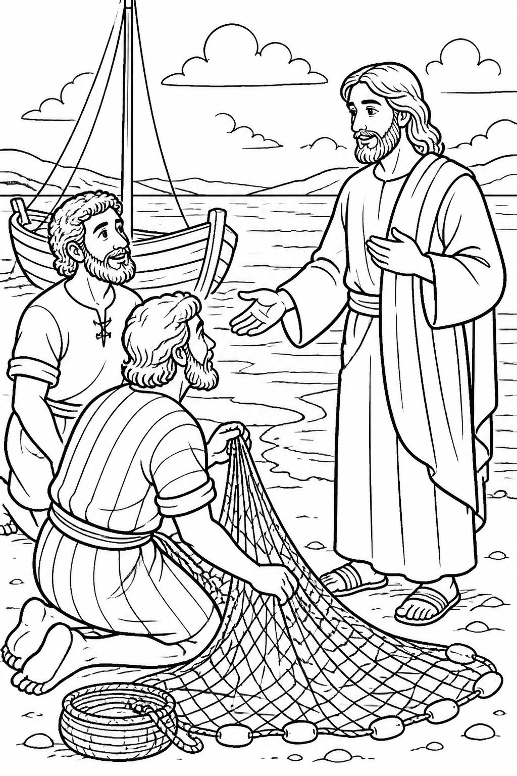 Jesus Gives an Invitation from Jesus Calls His First Disciples Bible coloring page