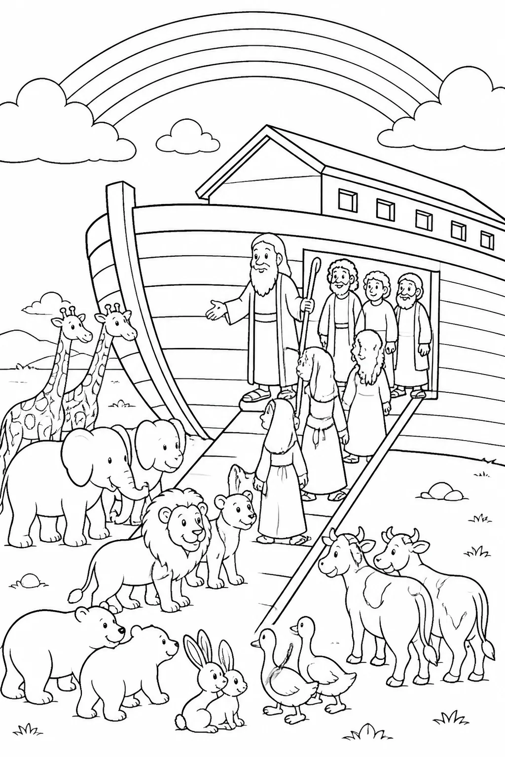 God’s rainbow promise from Noah’s Ark Bible coloring page