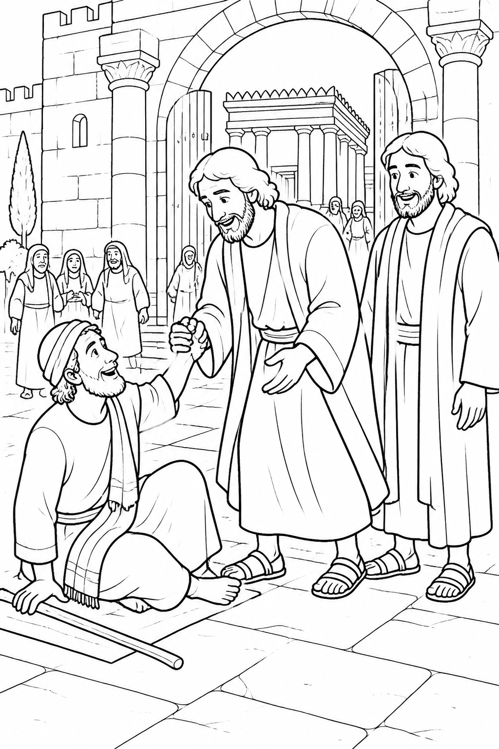 Hope in Jesus’ Name from Peter Heals a Man at the Temple Bible coloring page