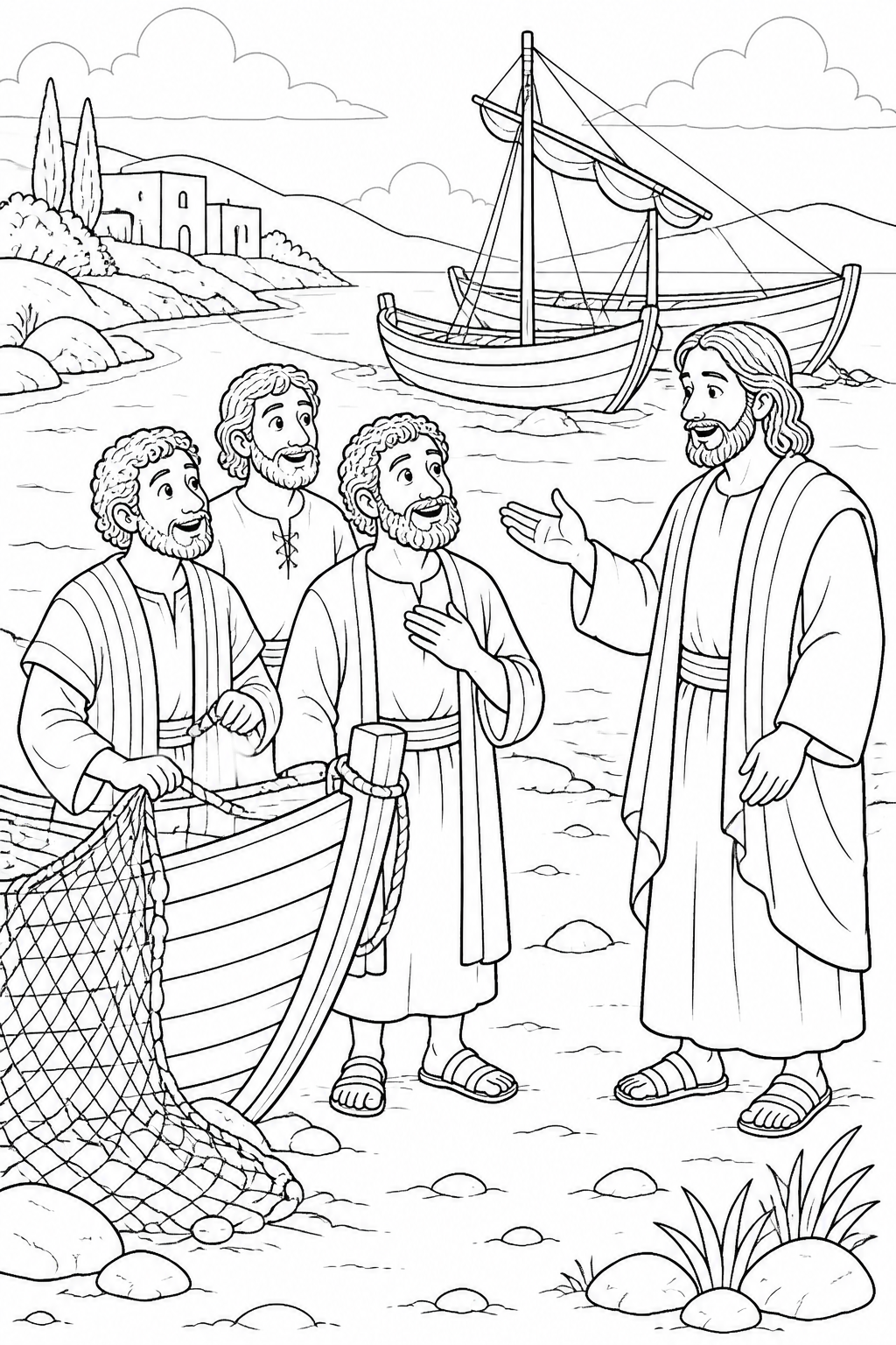 Do Not Be Afraid from The Miraculous Catch of Fish Bible coloring page