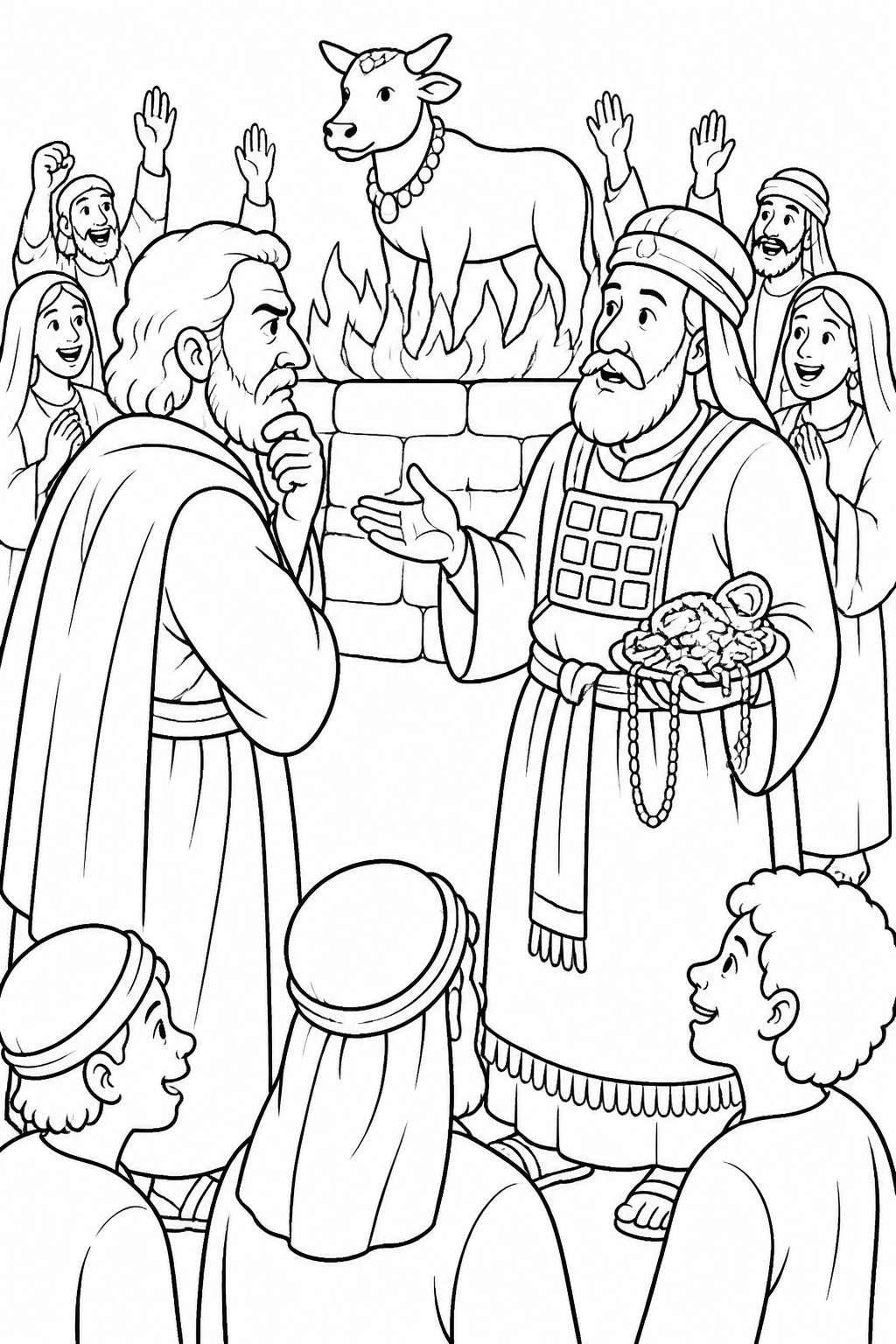 Moses Questions Aaron from The Golden Calf Bible coloring page