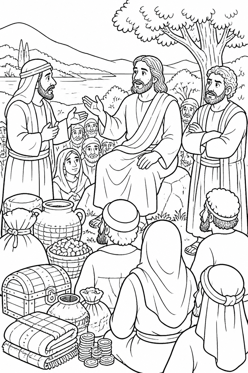 Jesus Warns Against Greed from The Parable of the Rich Fool Bible coloring page
