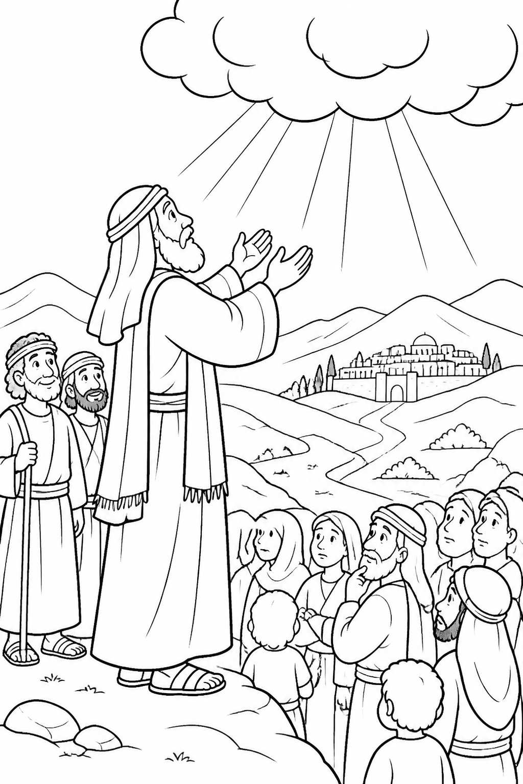 Moses Prays for Mercy from Joshua and Caleb Trust God Bible coloring page