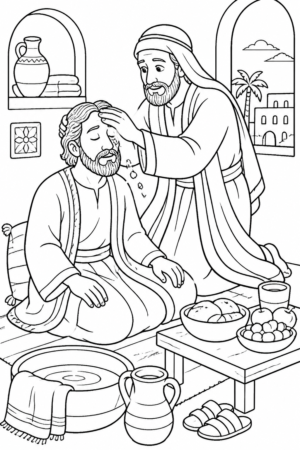 Saul Regains His Sight from Saul Meets Jesus on the Road Bible coloring page