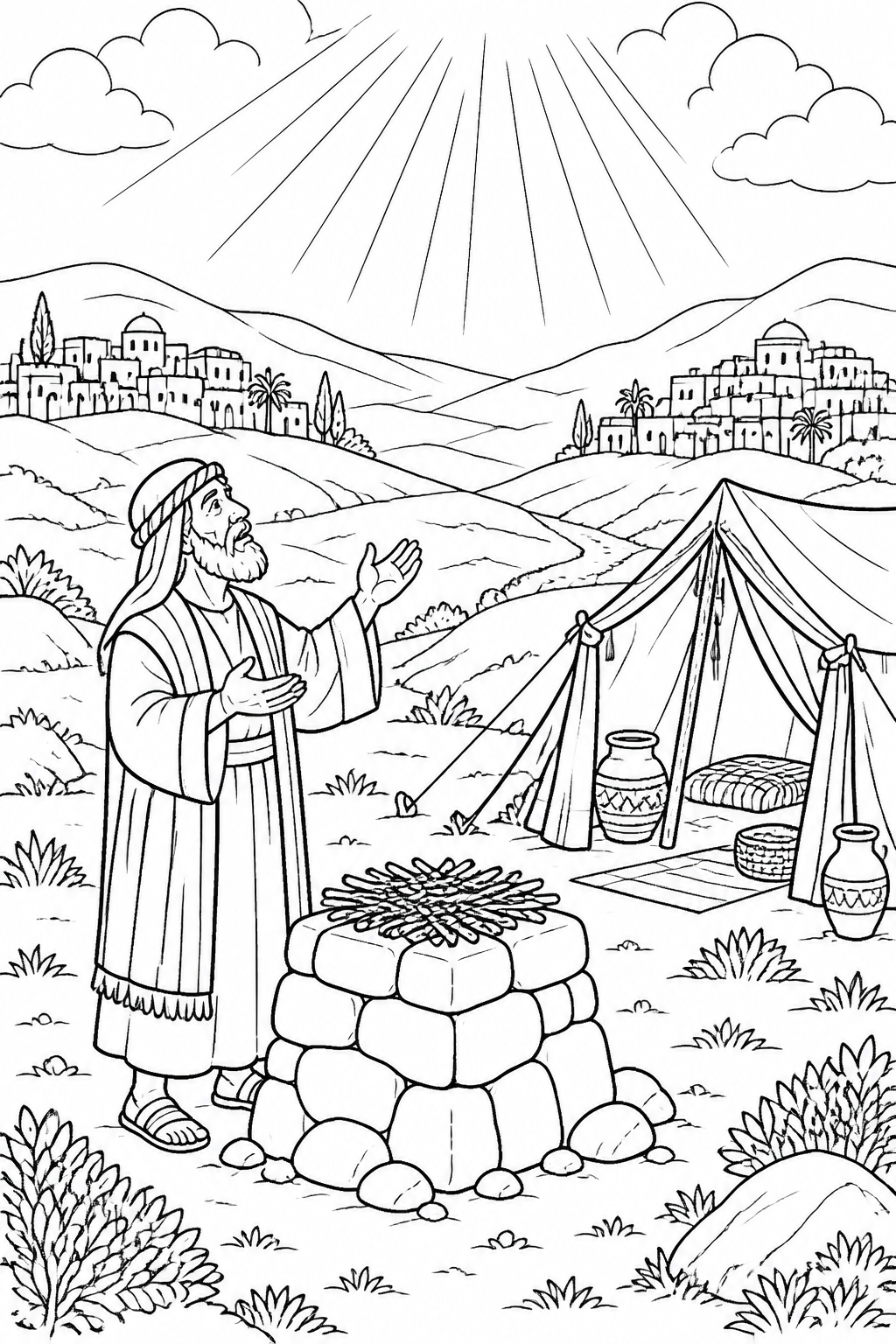 Abram’s Tent Between Bethel and Ai from God Calls Abram Bible coloring page