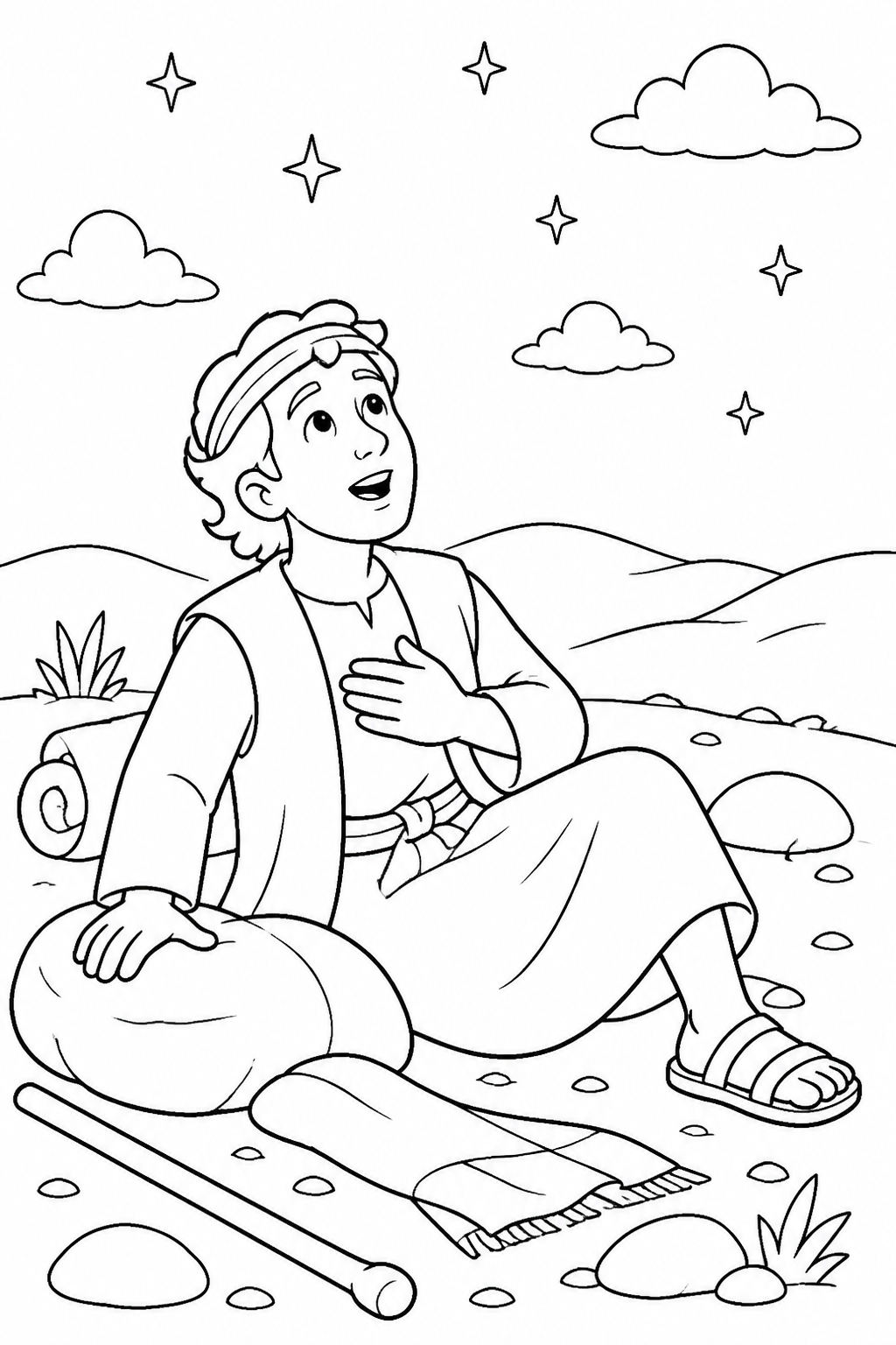 Jacob Wakes and Is Amazed from Jacob’s Dream Bible coloring page
