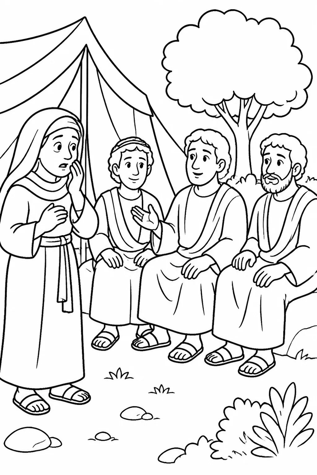 Sarah near the tent as the LORD asks why she laughed and declares that nothing is too difficult for the LORD.