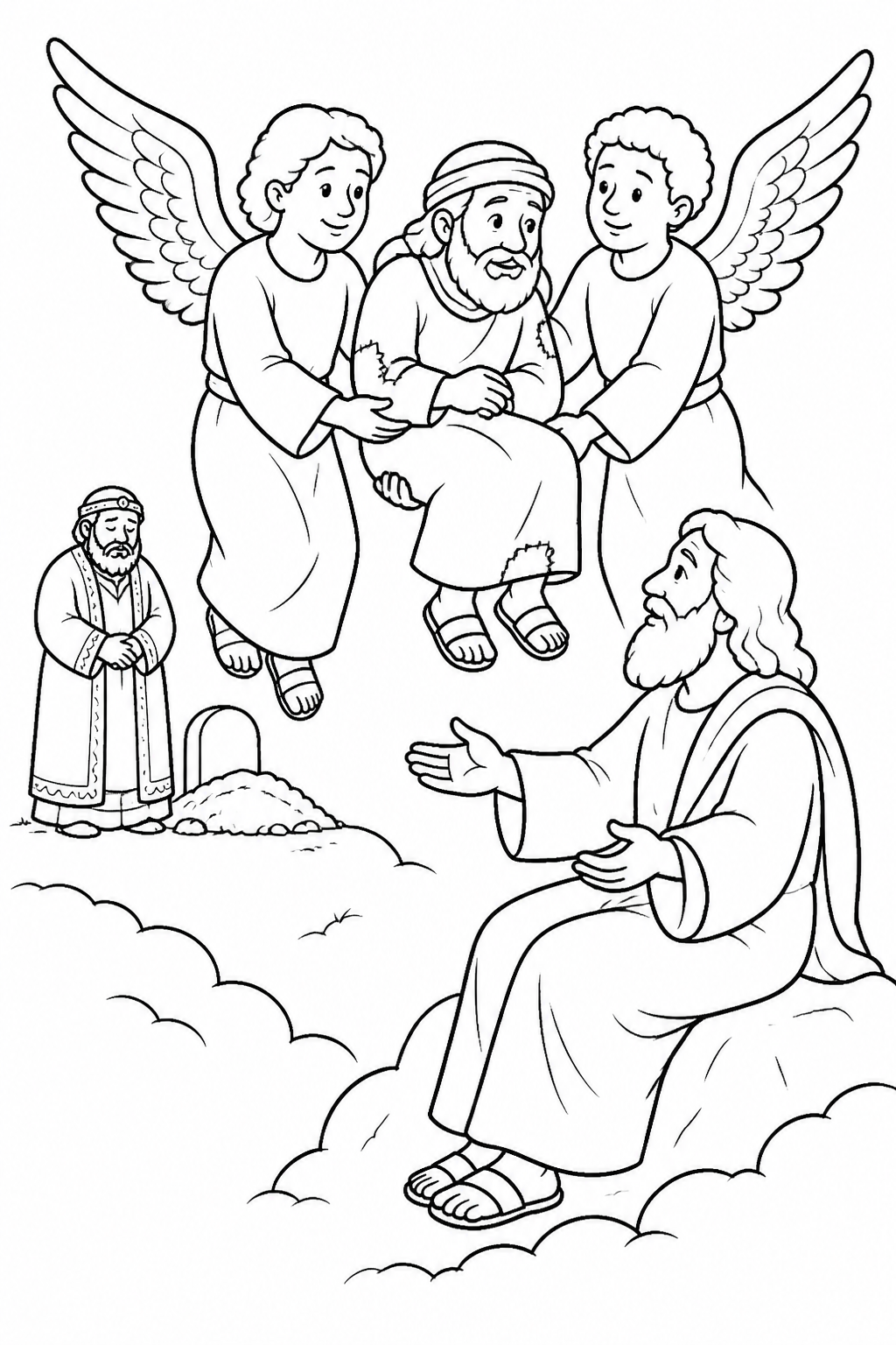 Carried to Abraham’s Side from The Rich Man and Lazarus Bible coloring page