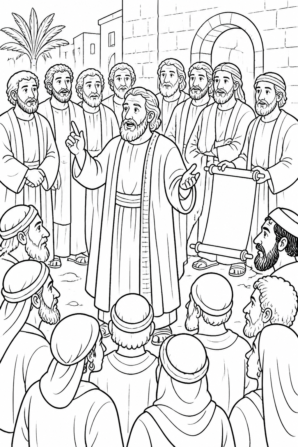 Peter Explains the Holy Spirit’s Coming from The Holy Spirit Comes at Pentecost Bible coloring page