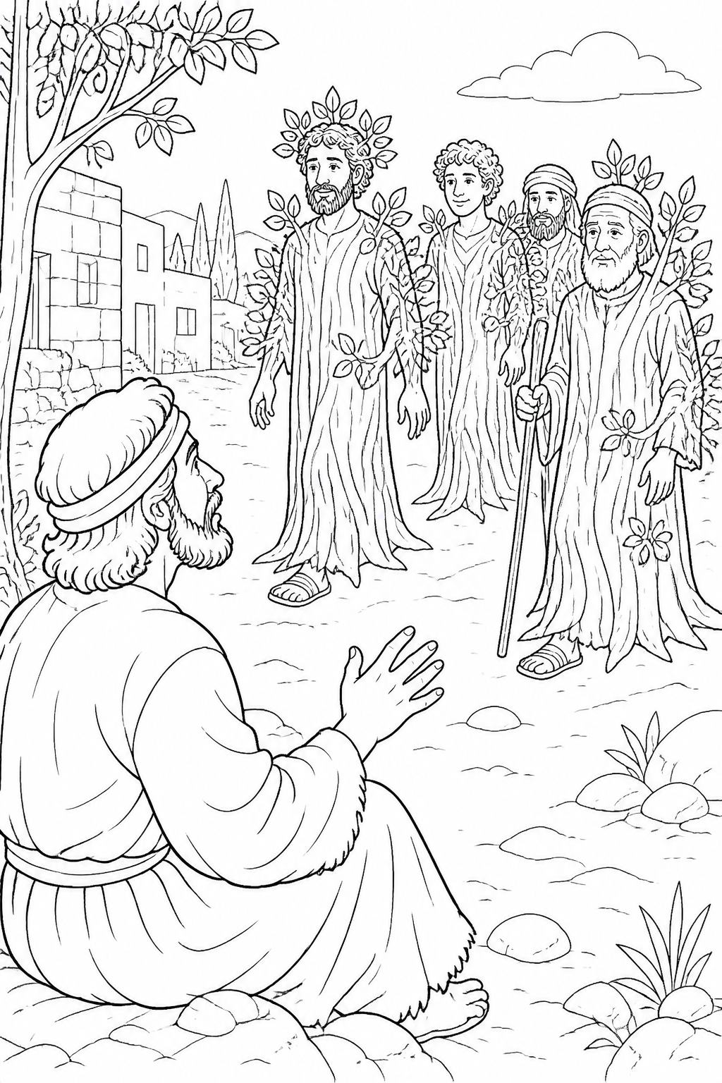 Seeing Begins to Return from Jesus Heals a Blind Man at Bethsaida Bible coloring page