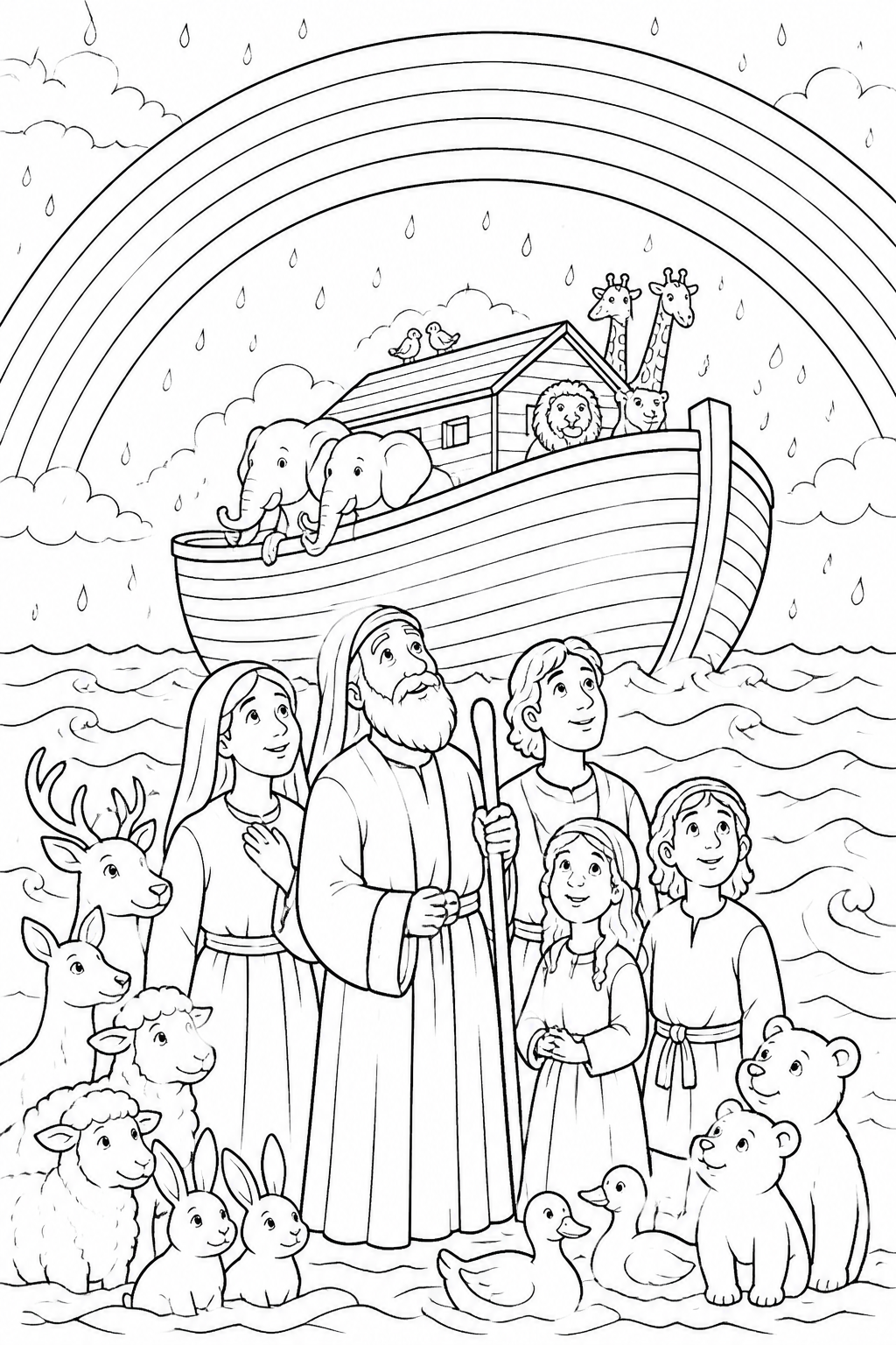 Rainbow as God’s Promise from Noah’s Ark Bible coloring page