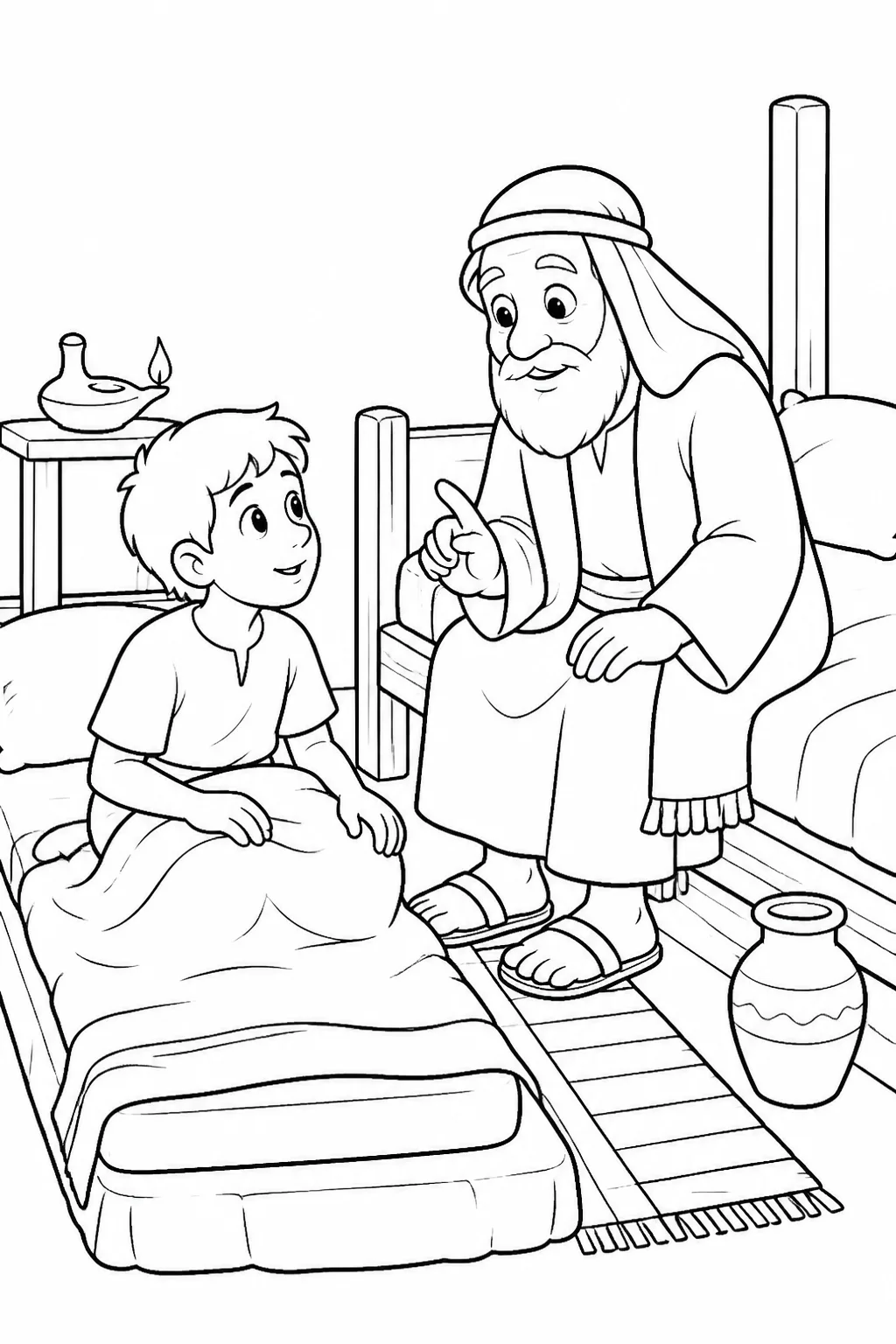 Samuel goes to Eli after hearing a call, and Eli teaches him how to answer the LORD.