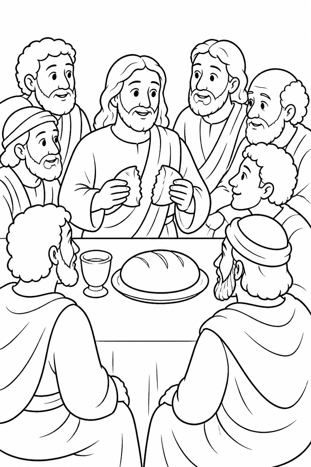 Bread to Remember Jesus from The Last Supper Bible coloring page