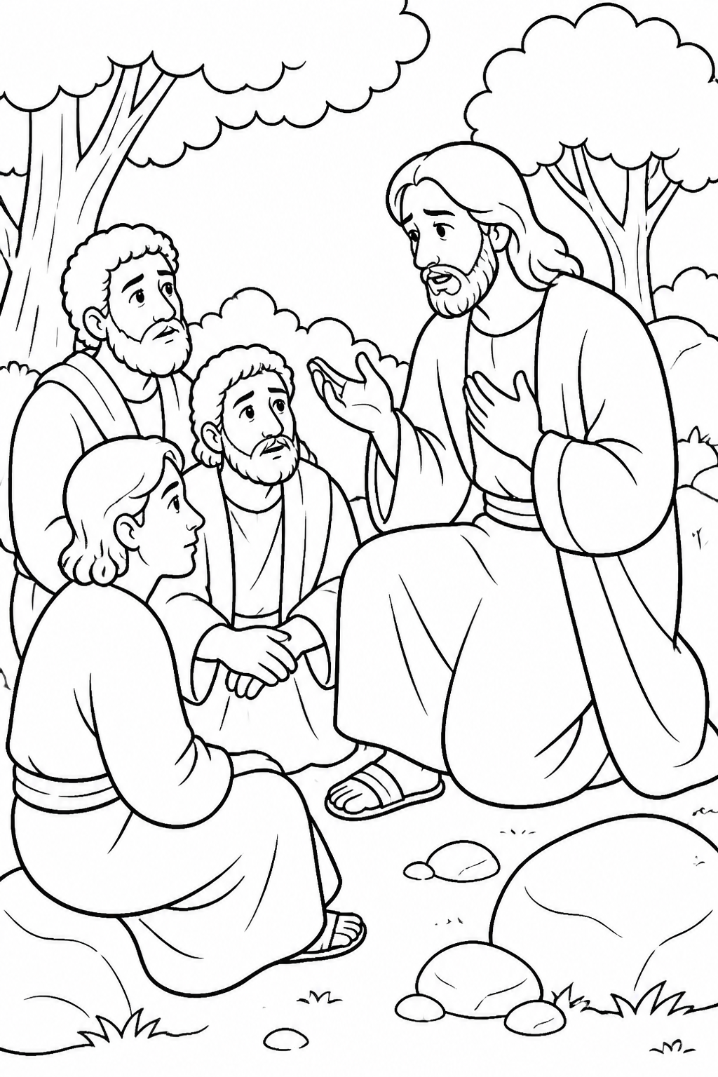 Watch With Me from Jesus Prays in Gethsemane Bible coloring page