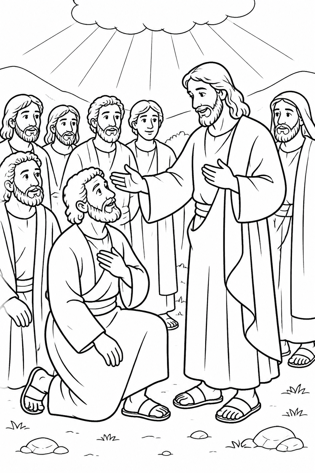 Jesus Blesses Simon from Peter Confesses Jesus as the Christ Bible coloring page