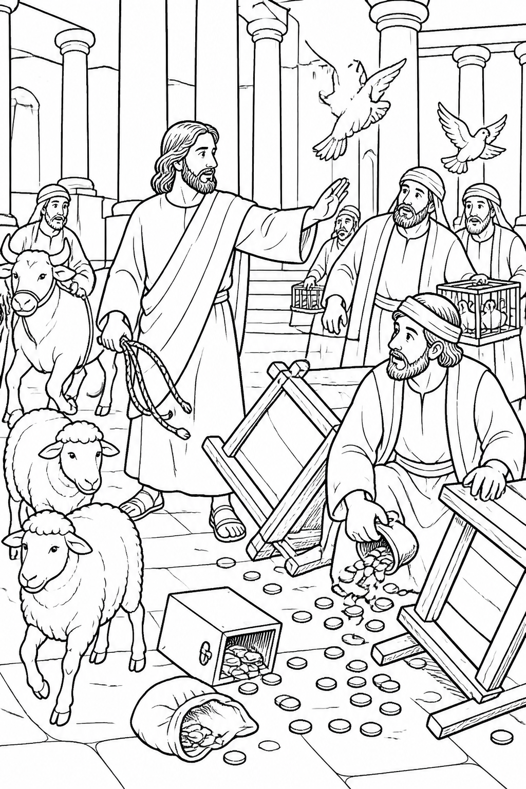 Jesus Restores Reverence from Jesus Cleanses the Temple Bible coloring page
