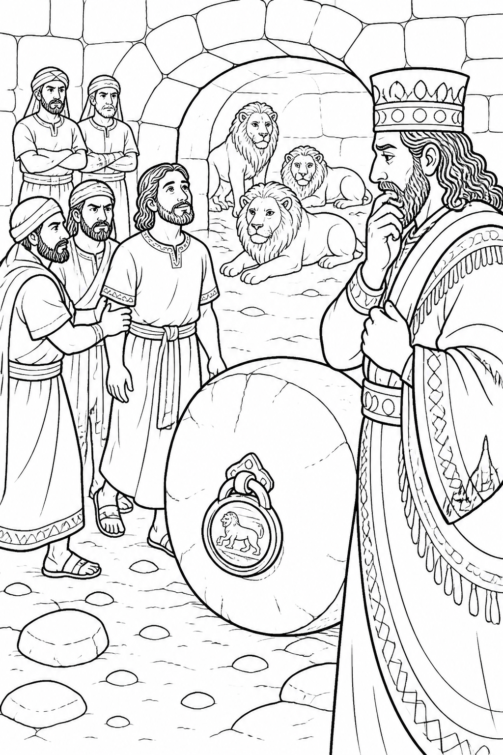 Daniel Enters the Lions’ Den from Daniel in the Lions’ Den Bible coloring page