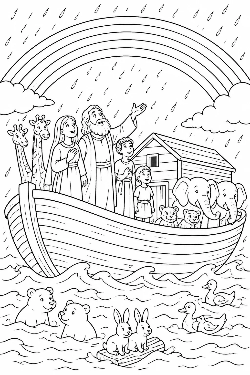 Rainbow as God’s Promise from Noah’s Ark Bible coloring page