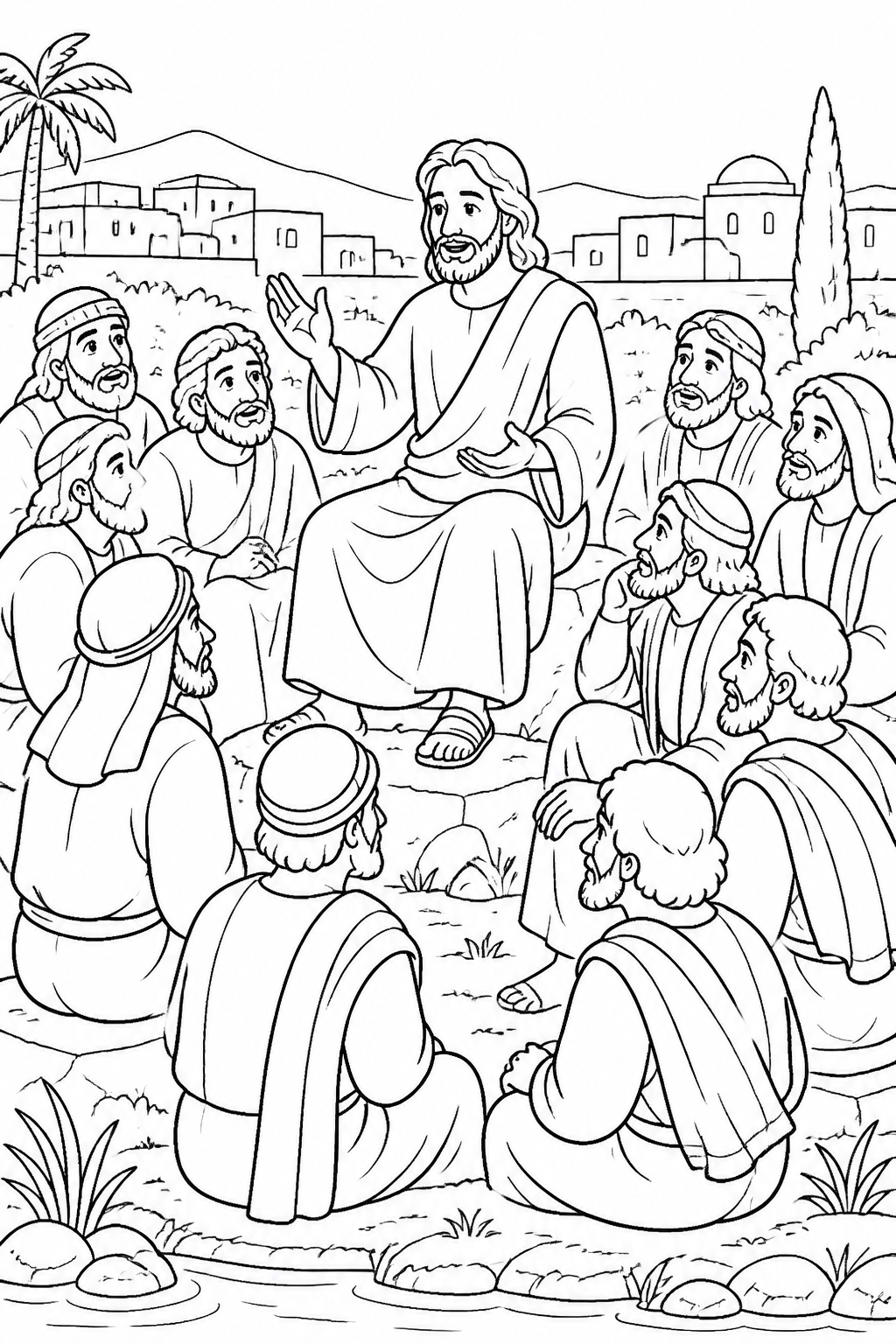Waiting for the Father’s Promise from Jesus Ascends to Heaven Bible coloring page