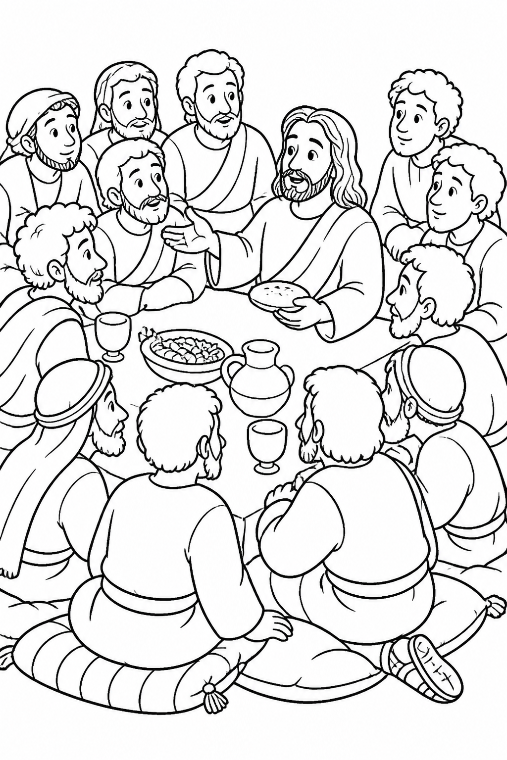 Jesus Shares the Passover from The Last Supper Bible coloring page