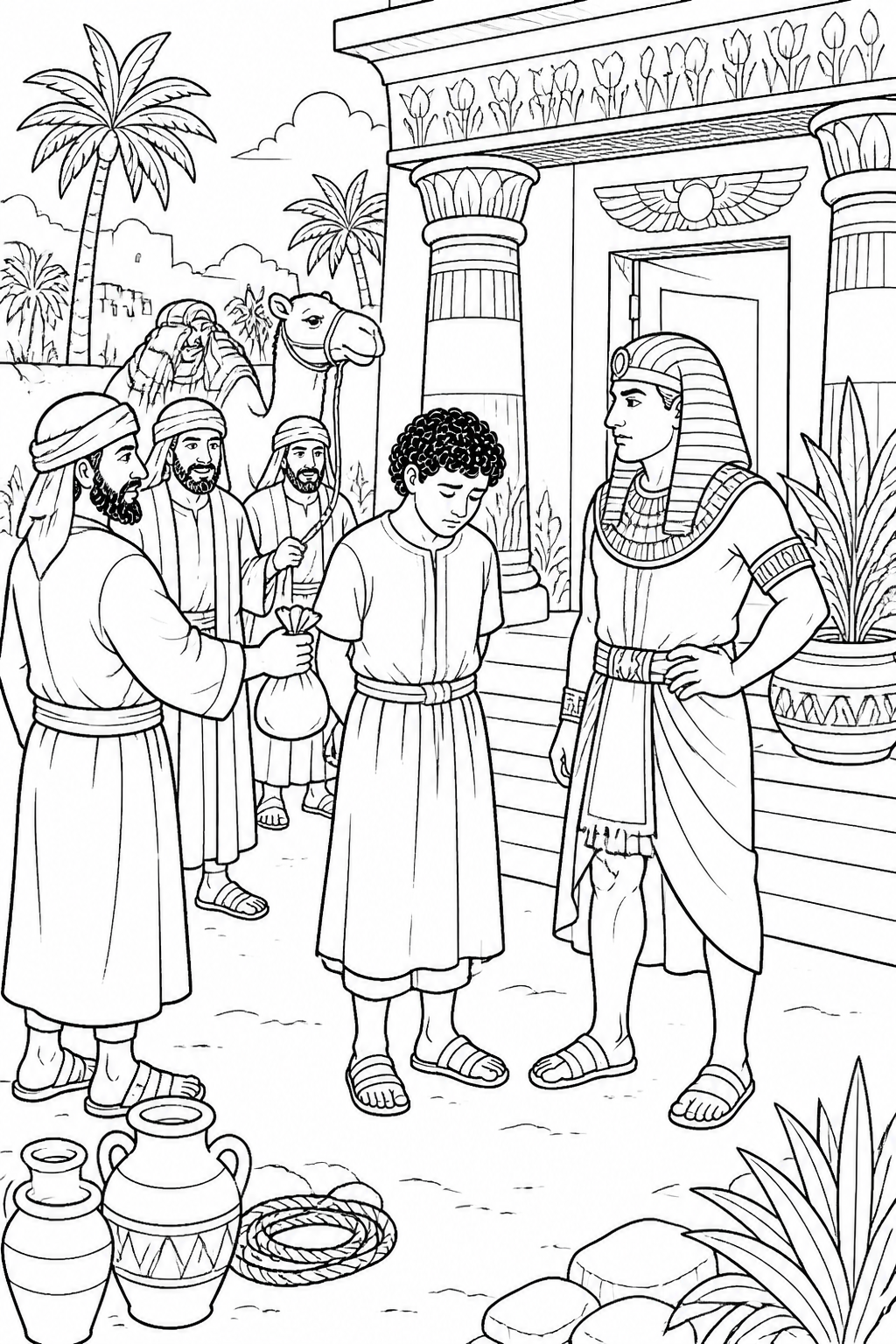 Joseph Arrives in Egypt from Joseph and His Brothers Bible coloring page